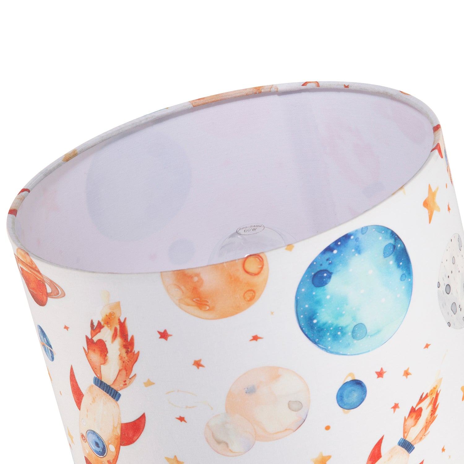 Colourful Space Themed Kids Lamp Shade with Rockets Planets and Stars Image 5