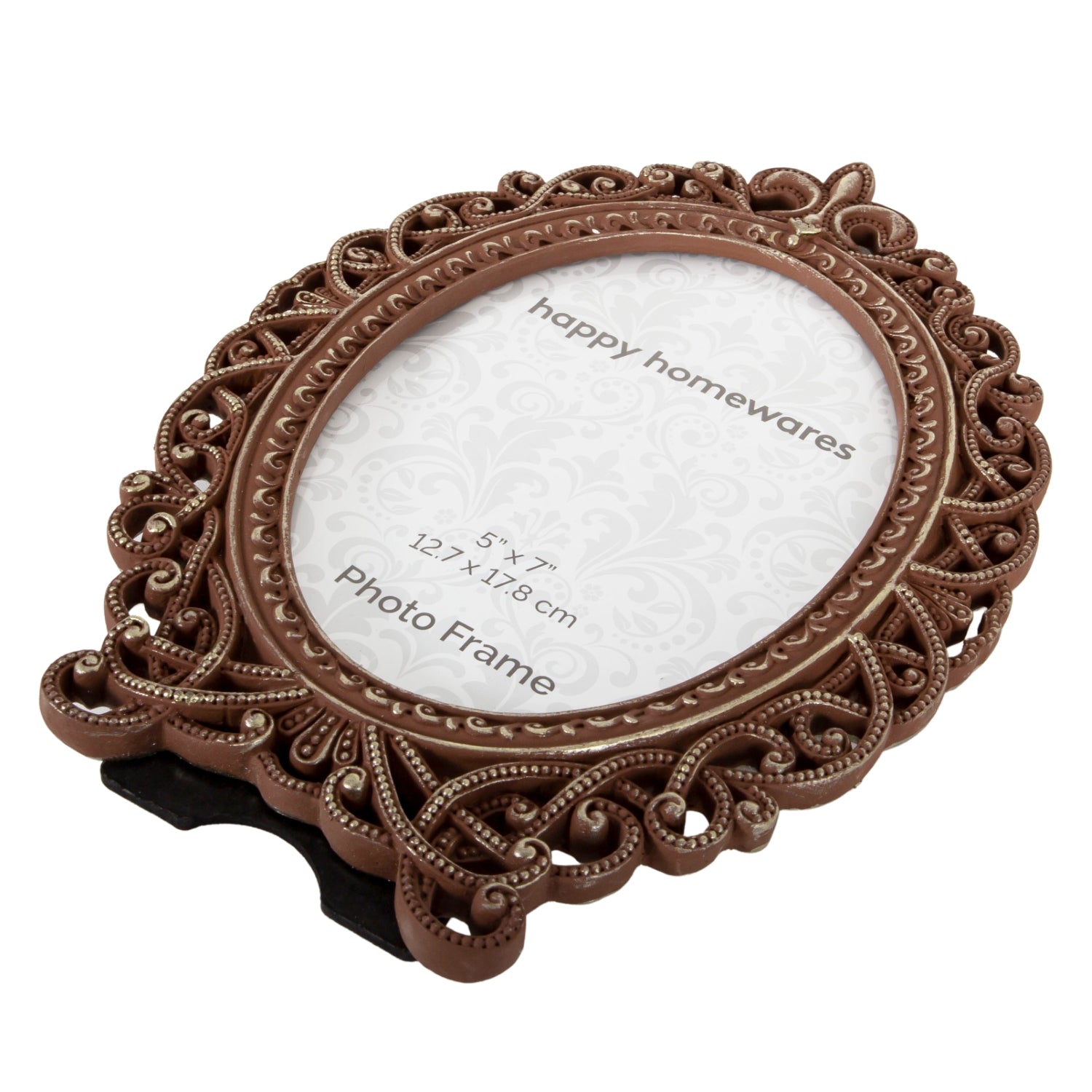 Ornate Aged Bronze Scrollwork Designed 5x7 Picture Frame with Brushed Gold Trim Image 5