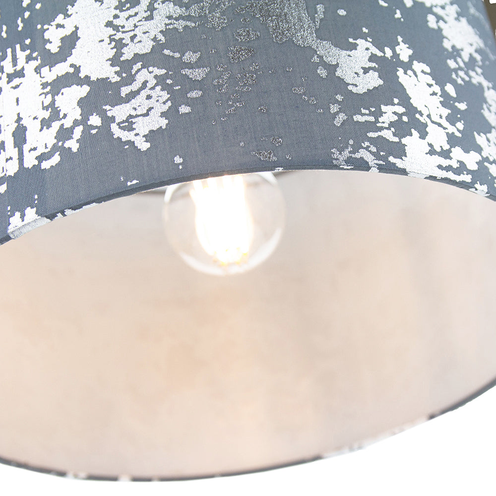 Modern Grey Cotton Fabric Lamp Shade with Silver Foil Decor for Table or Ceiling Image 5