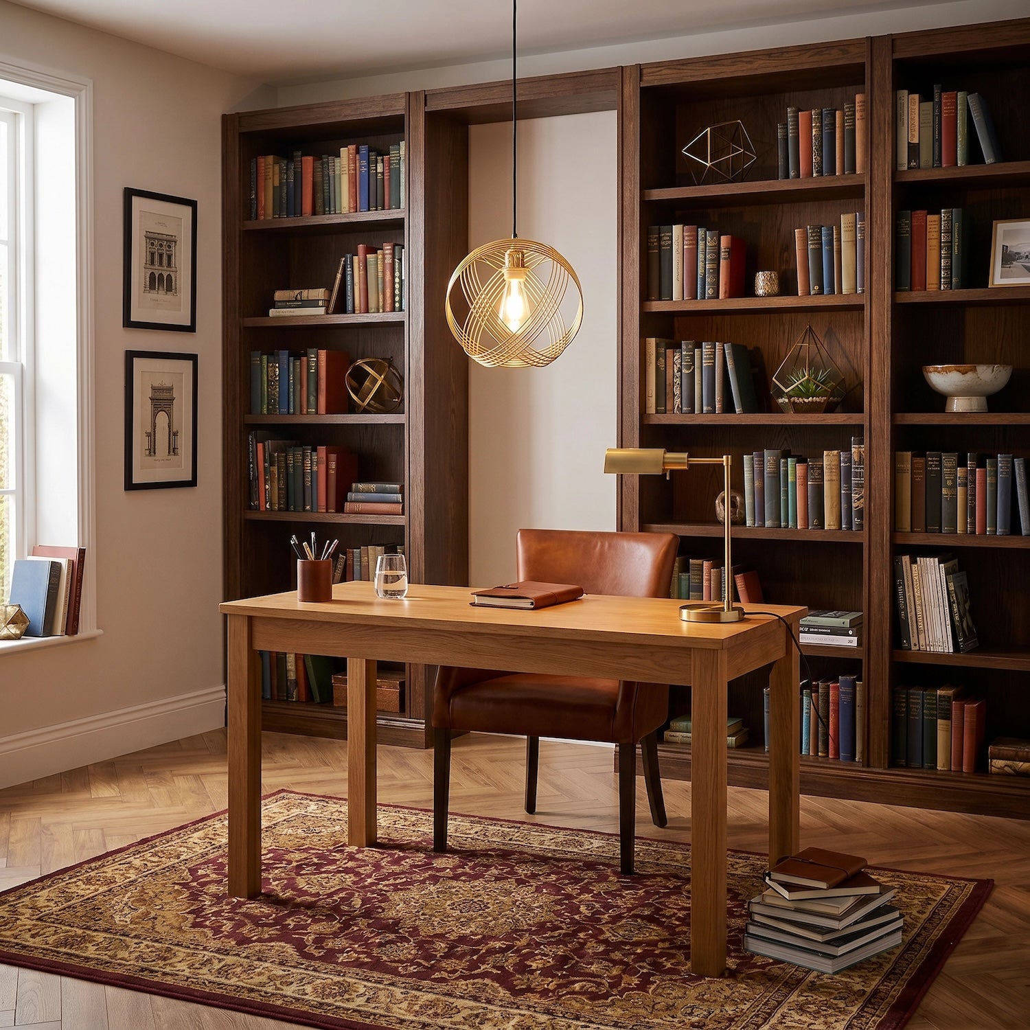 Polished Plated Gold Spherical Pendant Light Shade with 4-Ring Design Image 6