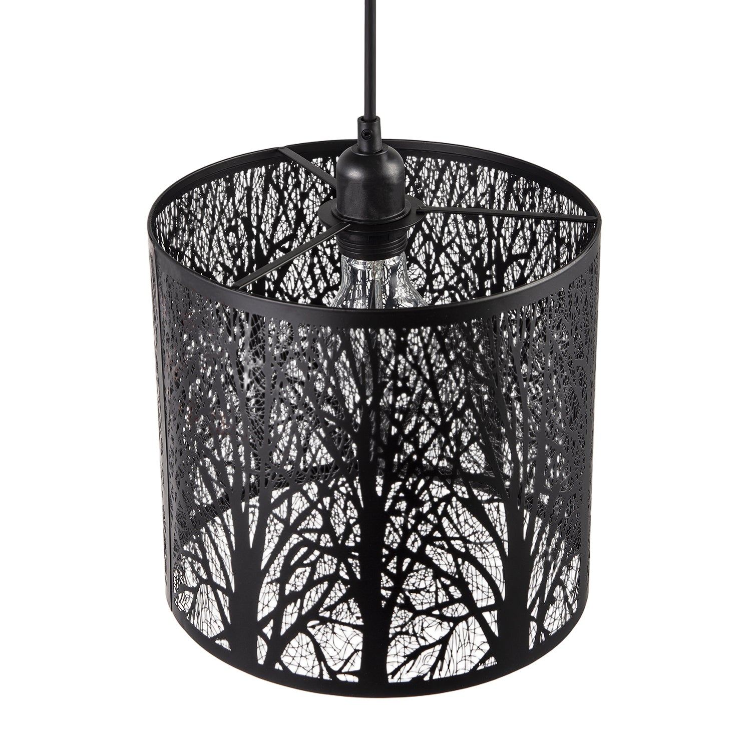 Unique and Beautiful Matte Black Metal Forest Design Pendant Shade Image 3