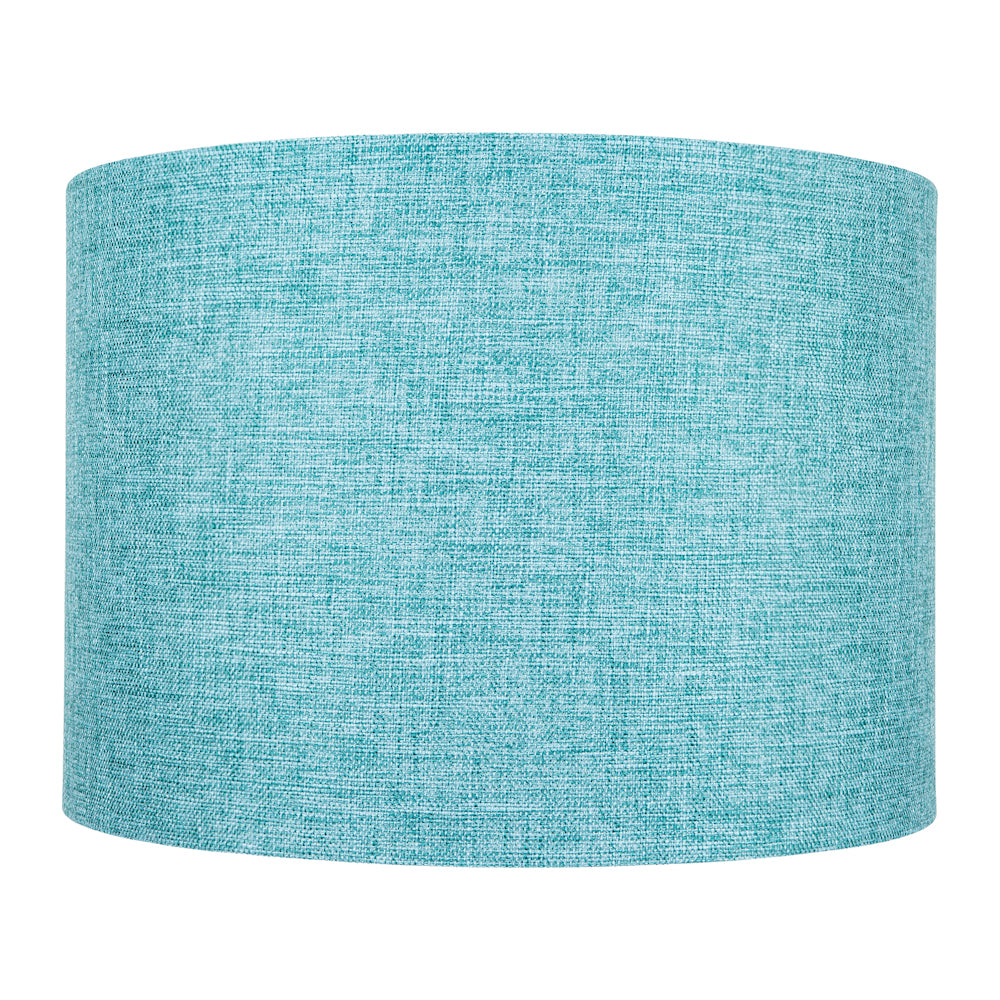 Contemporary and Sleek 12 Inch Teal Linen Fabric Drum Lamp Shade 60w Maximum Image 2