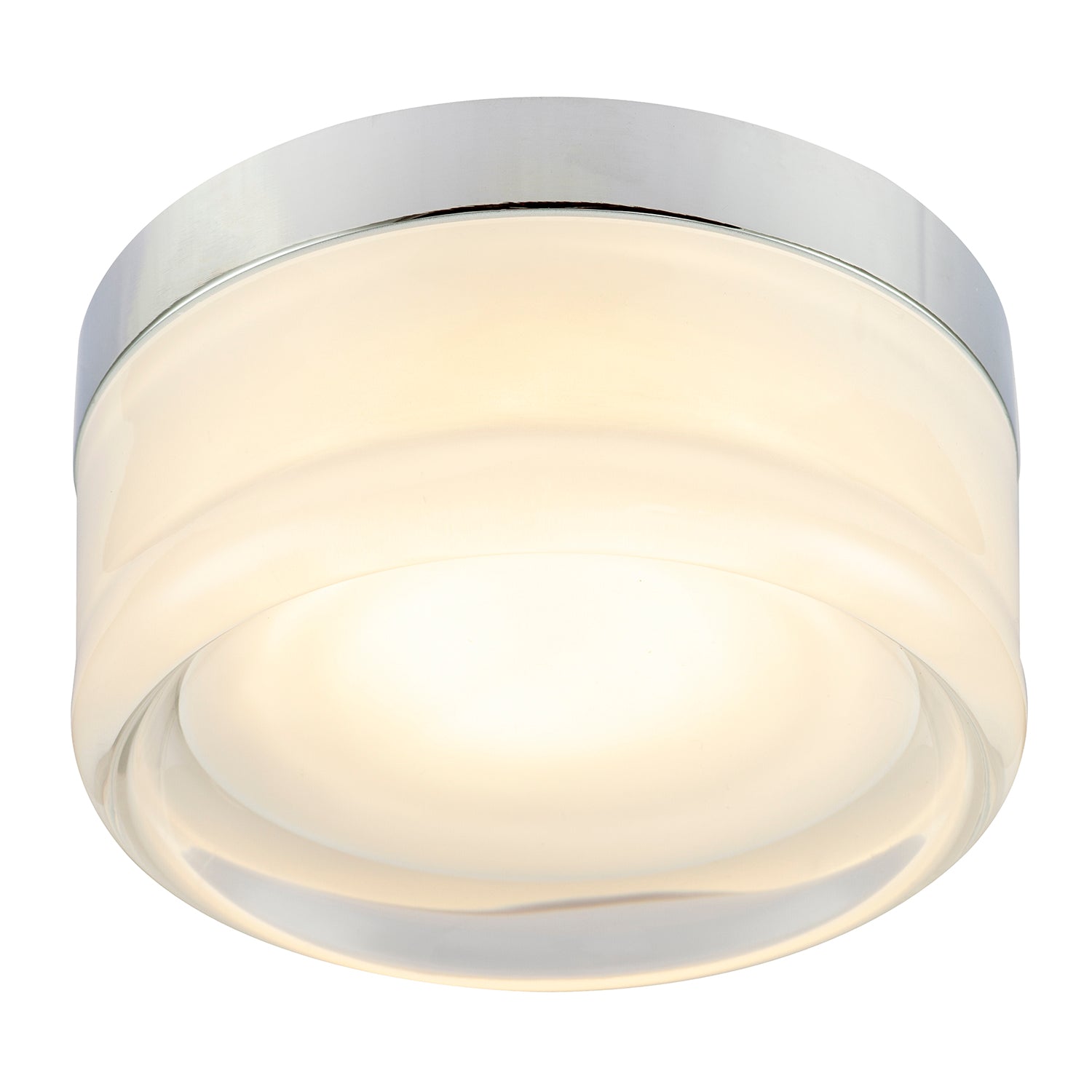 Designer Polished Chrome LED Bathroom Ceiling Light with Opal Glass Image 4