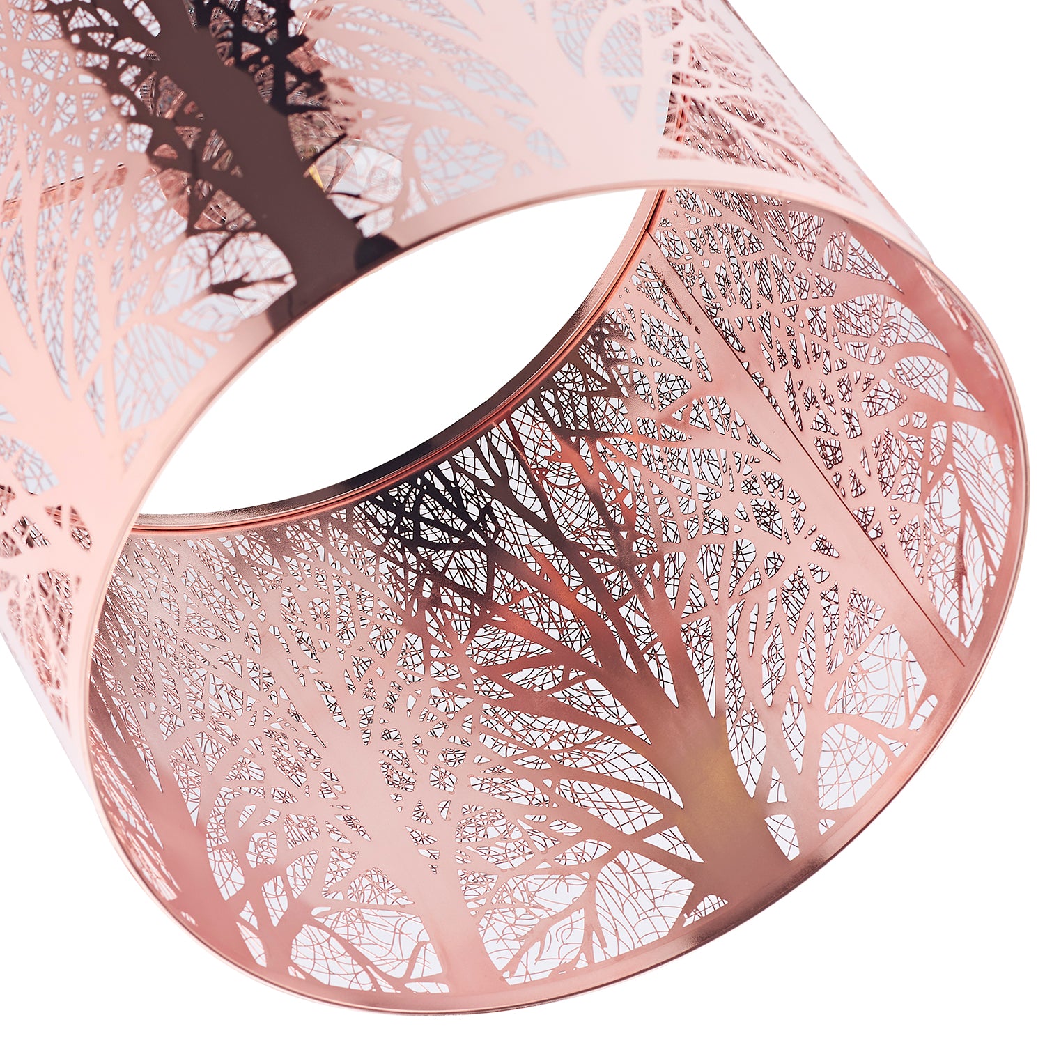 Unique and Beautiful Polished Copper Metal Forest Design Ceiling Pendant Shade Image 5