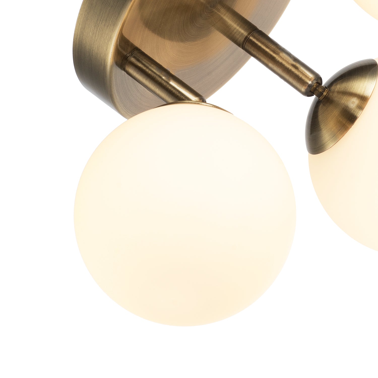 Modern Triple Opal Glass Globe IP44 Rated Bathroom Antique Brass Ceiling Light Image 5