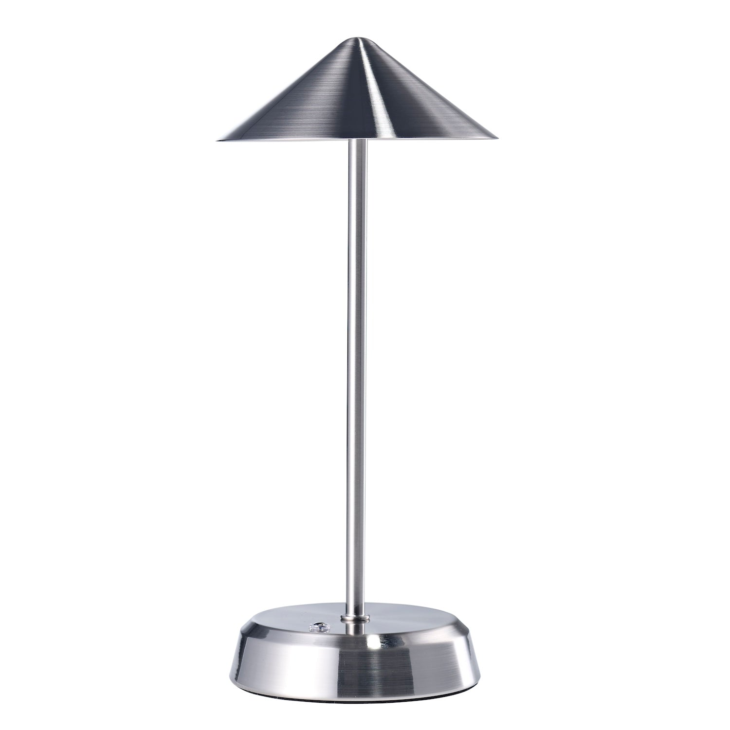 Tall Sleek Satin Nickel Rechargeable Touch Dimmable Table Lamp with Metal Shade Image 1