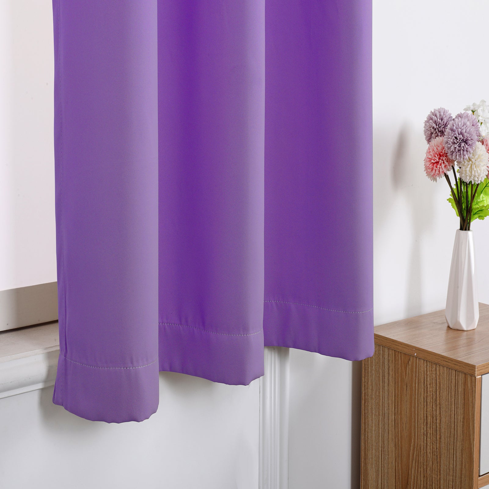 Purple Blackout Curtains - Eyelet Thermal Curtain  - 46 x 54 Inch Drop - 2 Panel Image 8