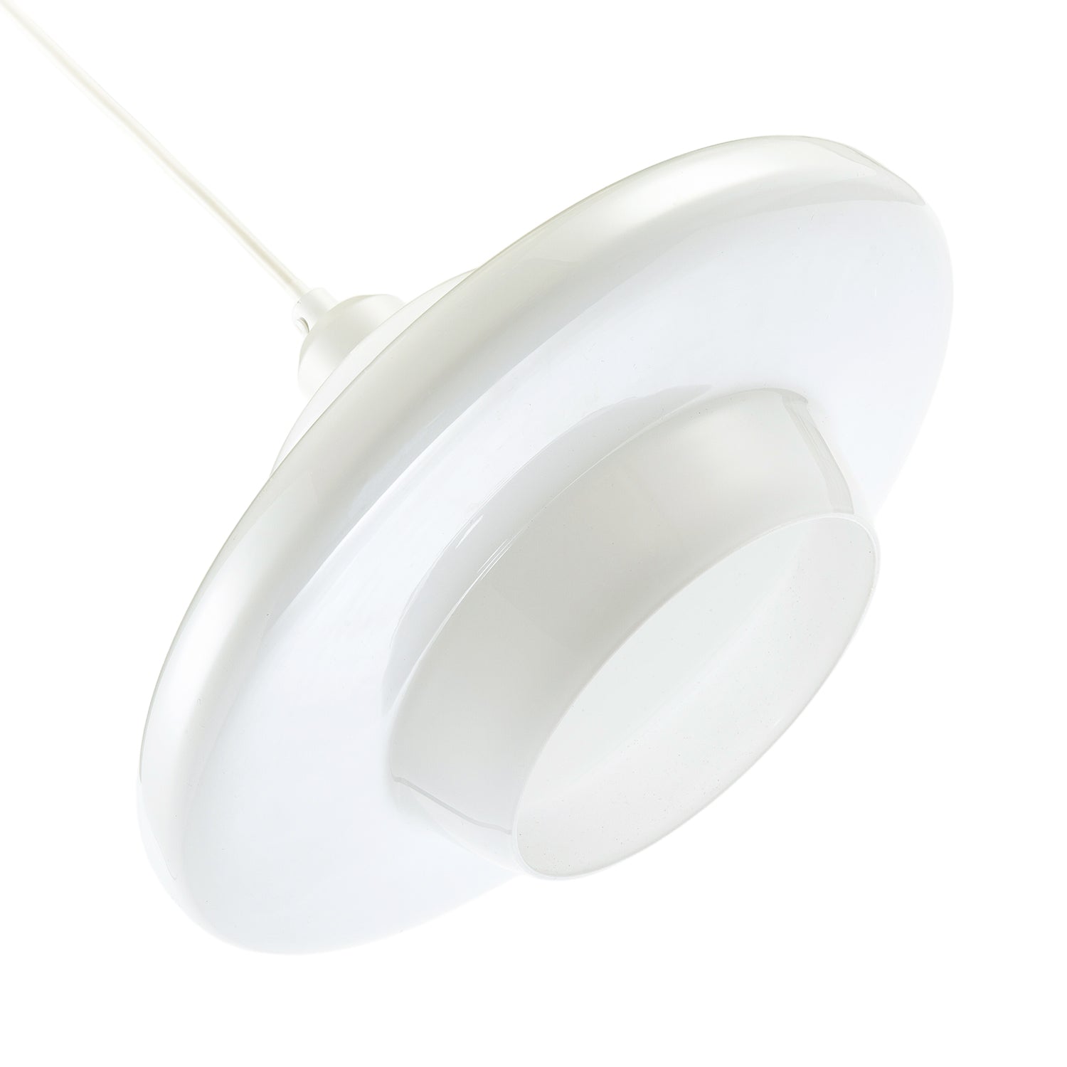 Modern UFO Disc Styled Ceiling Pendant Light Shade in Opal White Glass Image 5