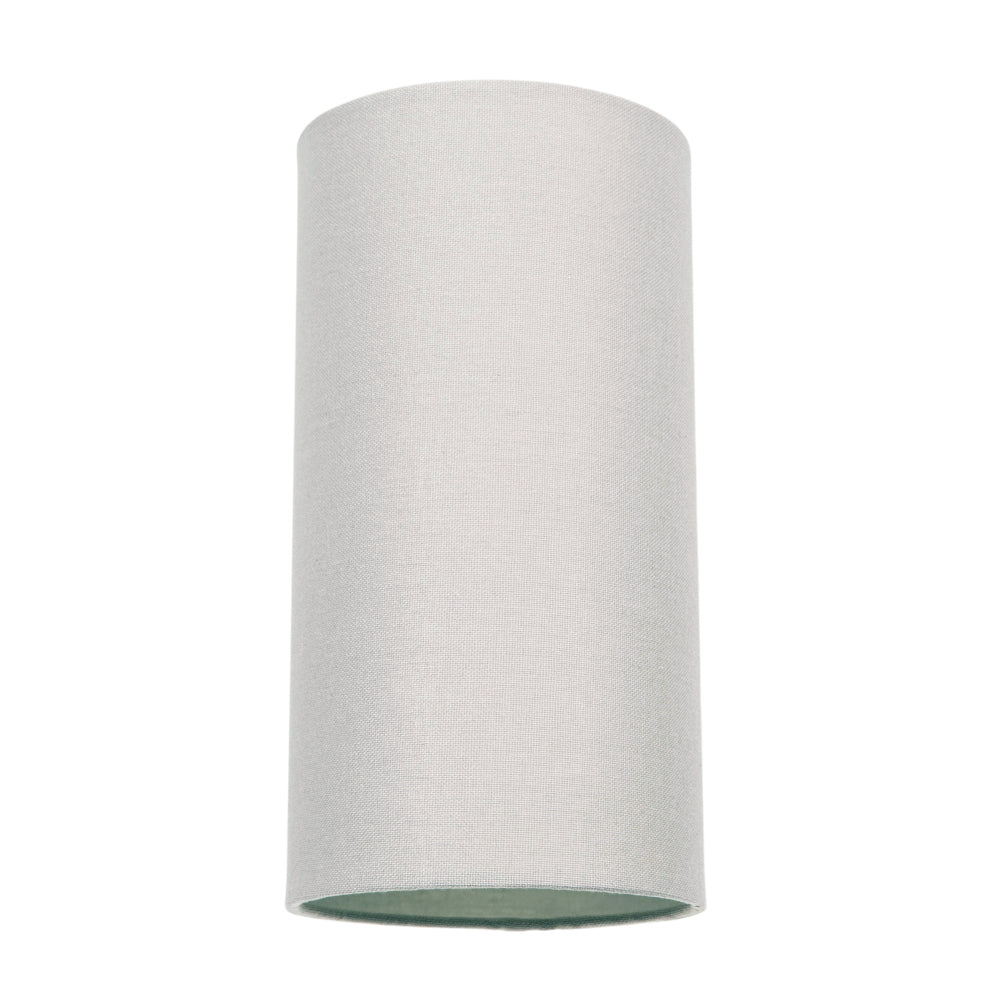 Contemporary and Stylish Dove Grey Linen Fabric Tall Cylindrical 25cm Lampshade Image 1