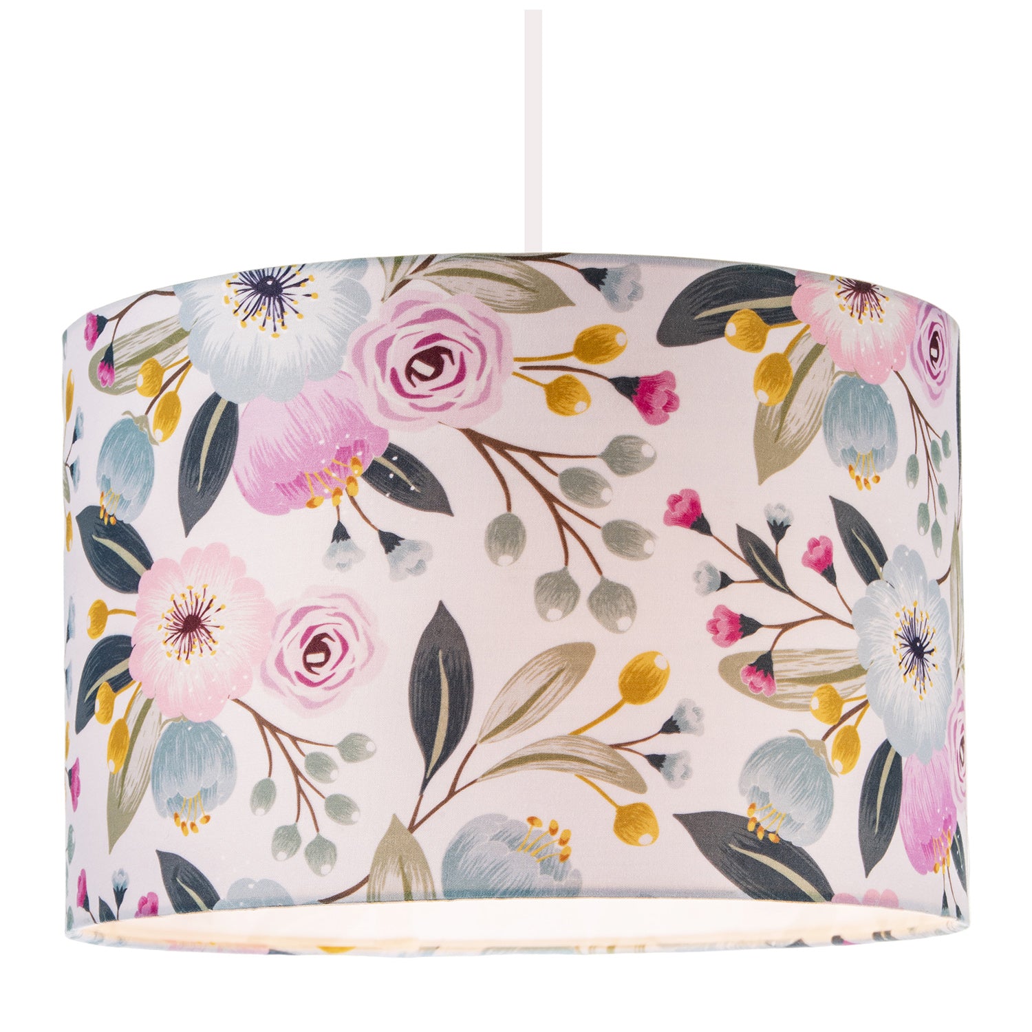 Elegant Cotton Lampshade with Watercolour Style Botanical Floral Decor Image 2