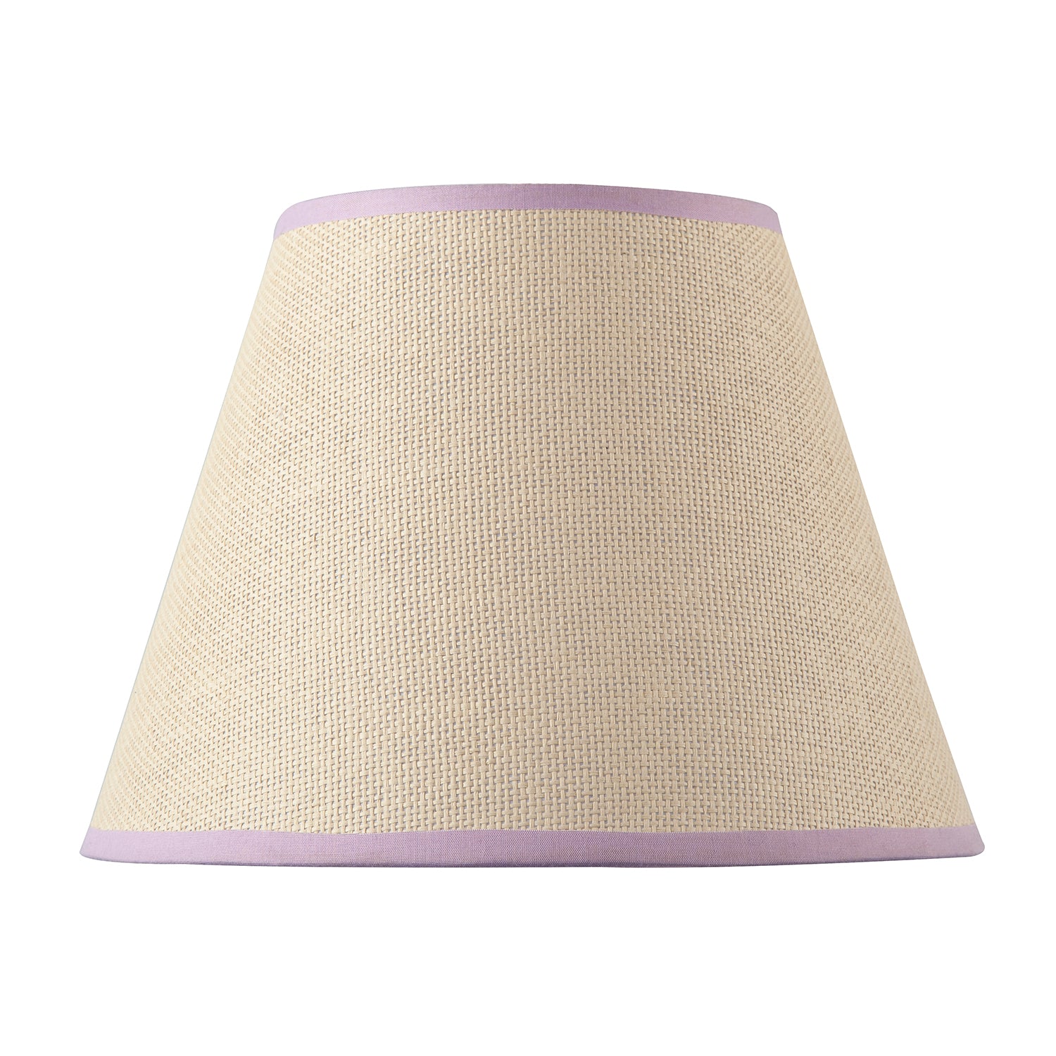 Traditional Rattan Tweed Lamp Shade with Lilac Cotton Fabric Trims Image 5