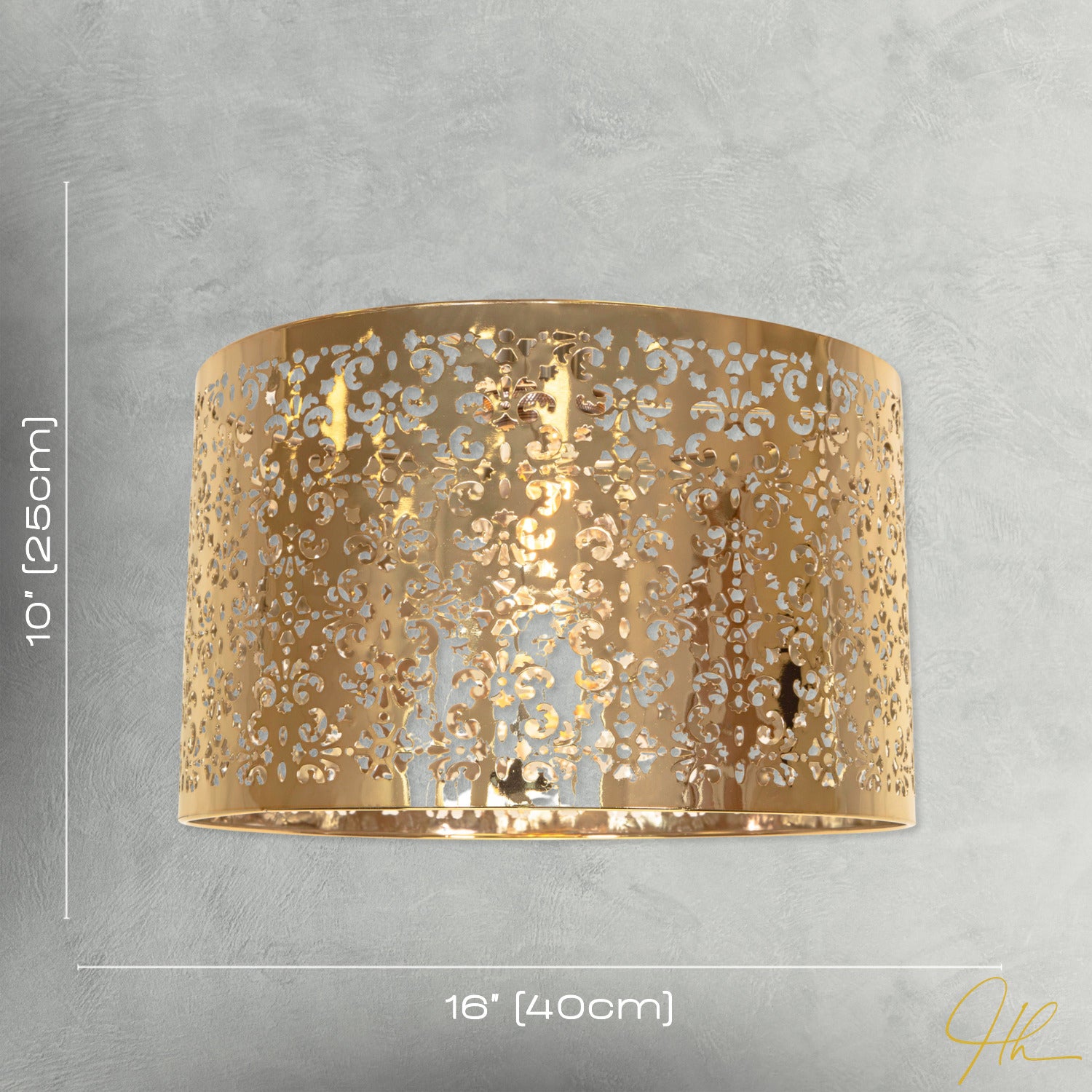 Moroccan Designed Large Gold Metal Pendant Shade with Floral Decor Image 7