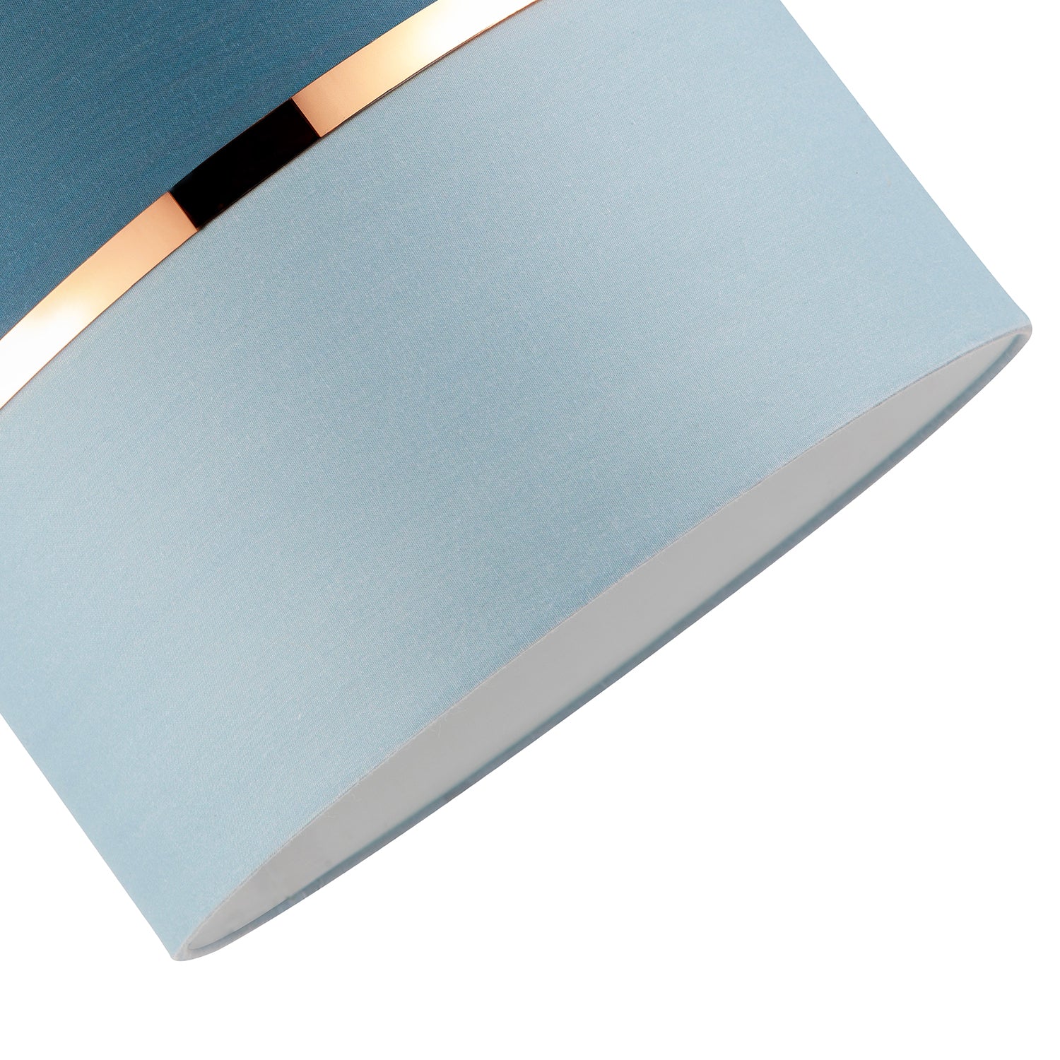 Sky and Cobalt Blue Cotton Fabric Lamp Shade with Shiny Copper Ring Image 4