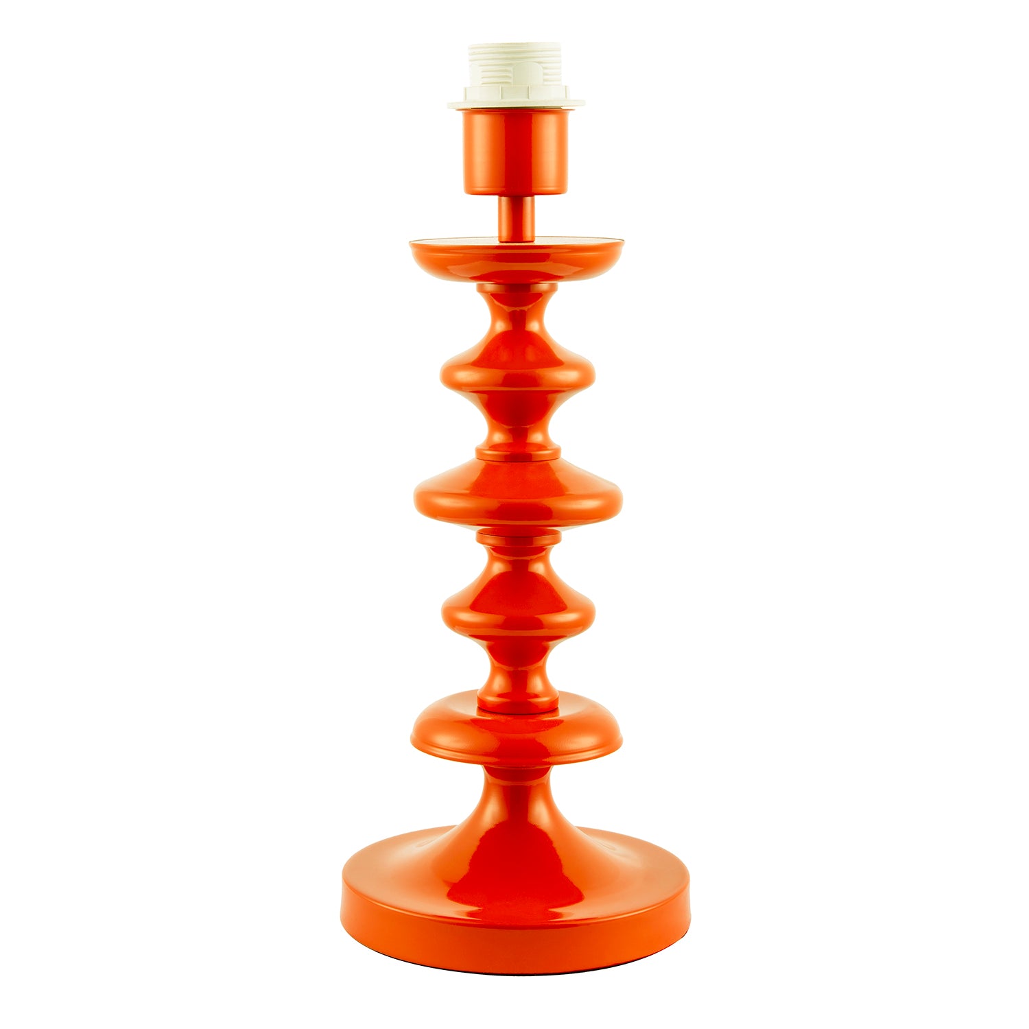 Modern Vivid Orange Gloss Table Lamp Base with Chic Round Step Design Image 1