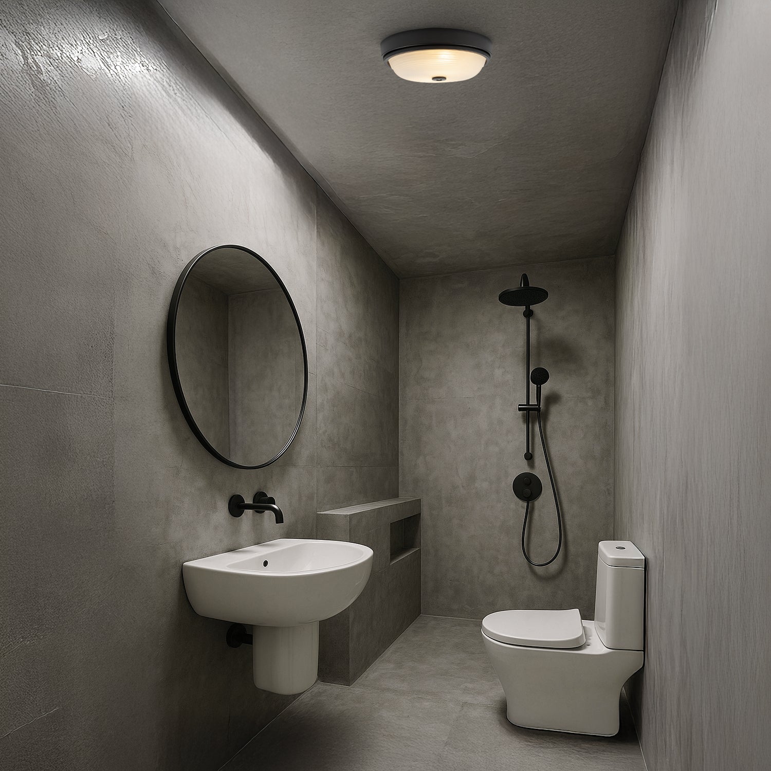 Sensor IP44 Bathroom Ceiling Light in Matte Black with Multi Functions Image 6