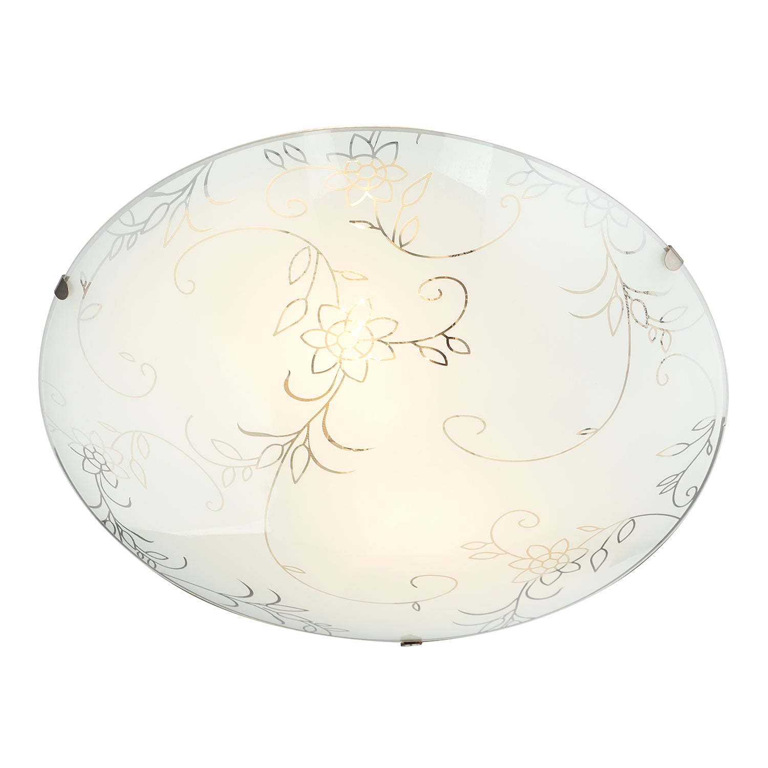 Floral Opal Glass Ceiling Light with Clear Inner Lines and Silver Metal Clips Image 2