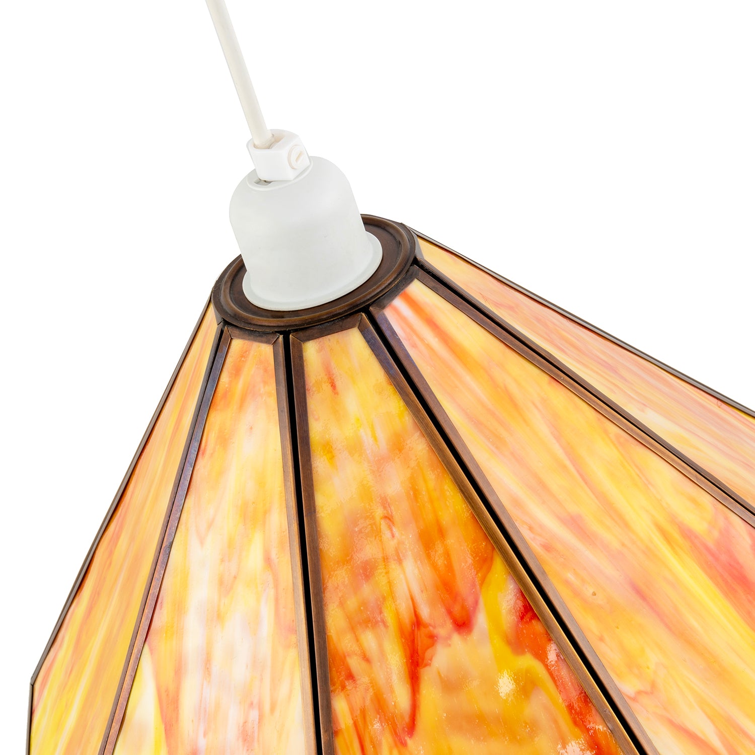 Classic Orange and Amber Tiffany Glass Easy Fit Pendant Lighting Shade Image 3