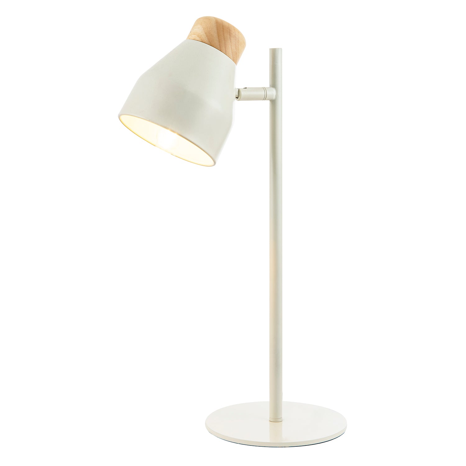 Muted Dove Grey Scandinavian Designed Table Desk Lamp with Wooden Trim Image 8
