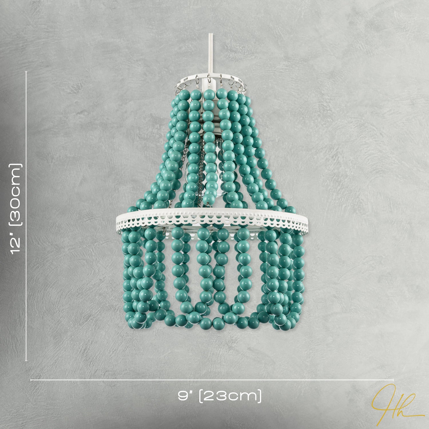 Shabby Chic Ornate Chandelier Pendant Shade with Round Duck Egg Pearls Image 7
