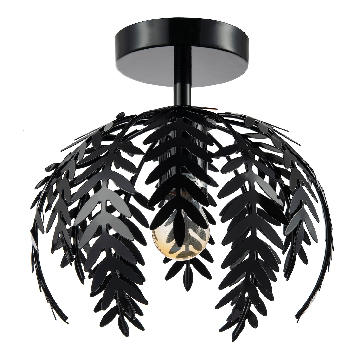 Contemporary Fern Leaf Designed Ceiling Lighting Fitting in Black Gloss Finish Image 2