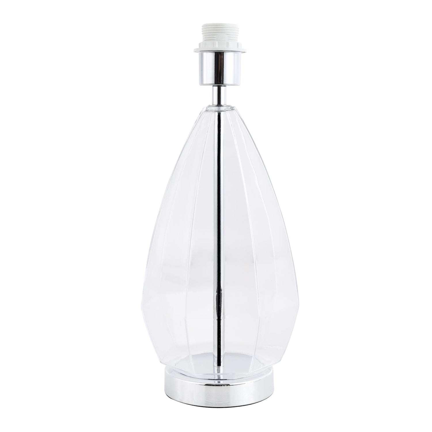 Transparent Glass and Polished Chrome Table Lamp Base with Inline Cable Switch Image 1