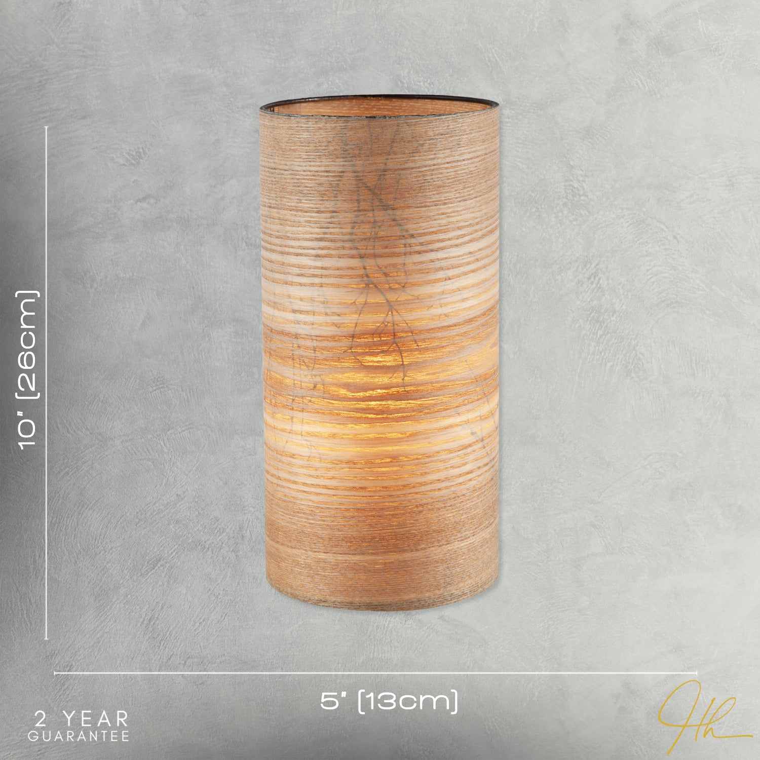 Bamboo Wood Effect Table Lamp with Black Woodland Trees Inner Lining Image 7