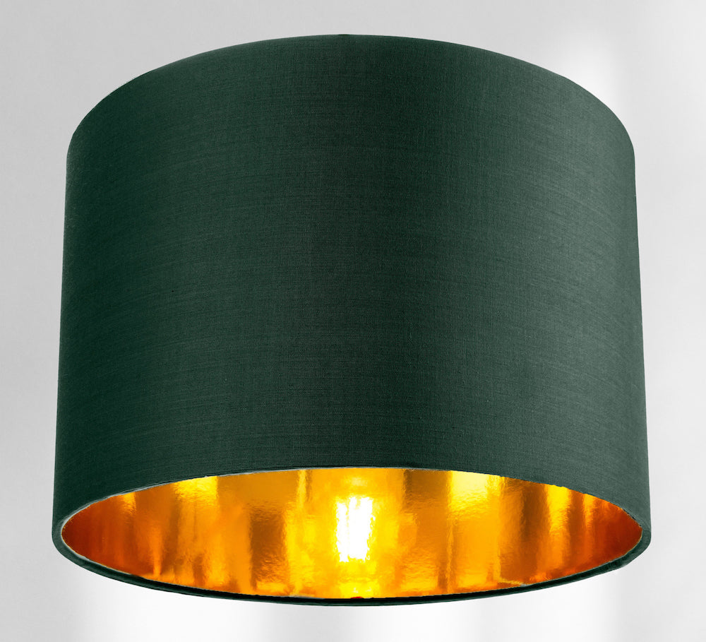 Contemporary Green Cotton 10" Table/Pendant Lamp Shade with Shiny Copper Inner Image 2