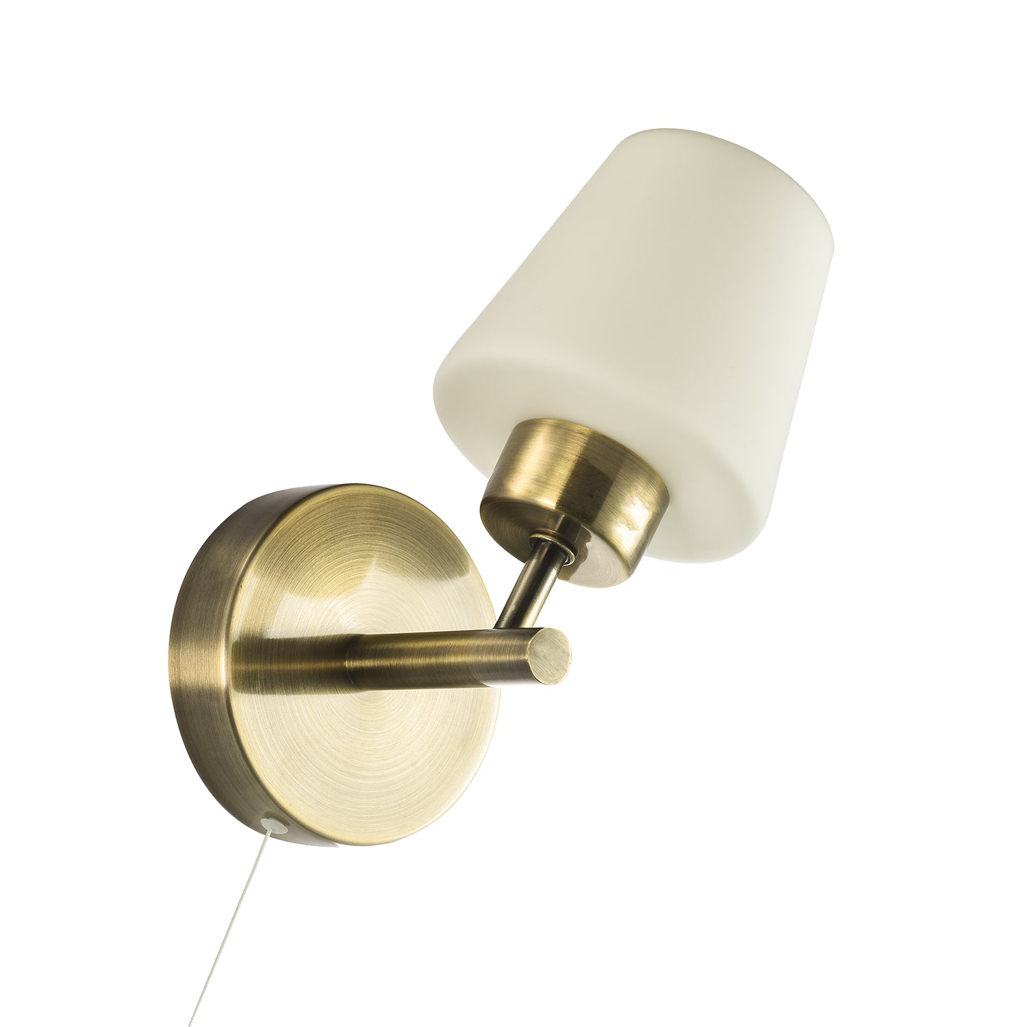 Modern Antique Brass and Opal Glass IP44 Rated Bathroom Wall Lighting Fixture Image 4