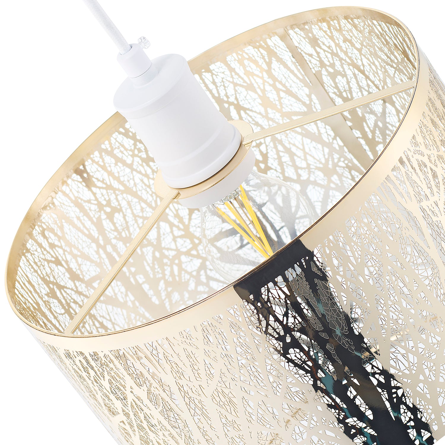 Unique and Beautiful Brushed Gold Metal Forest Design Ceiling Pendant Shade Image 4