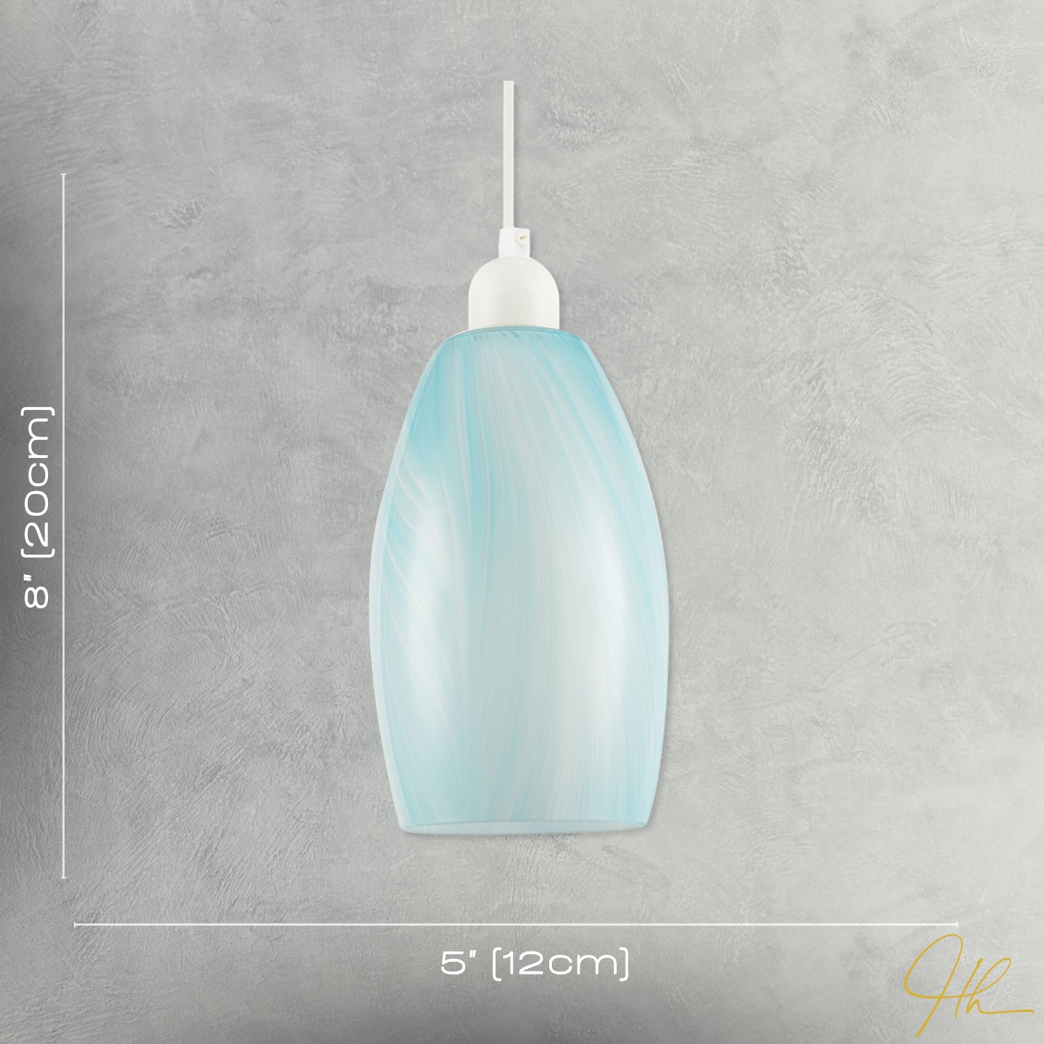 Modern Sky Blue Marble Stripe Effect Glass Cylindrical Pendant Shade Image 7