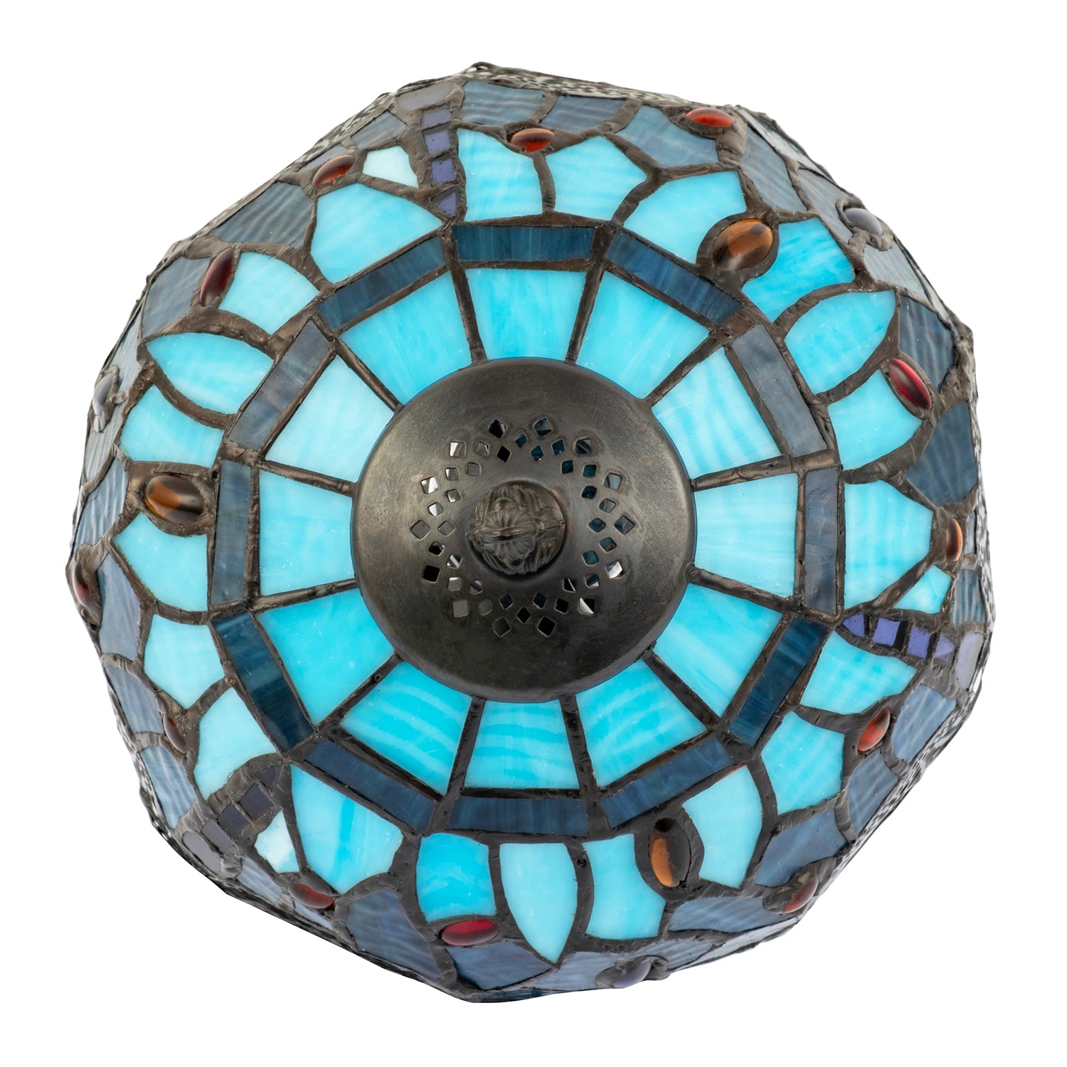 Handmade Midnight and Sky Blue Stained Glass Dragonfly Tiffany Lamp Image 3