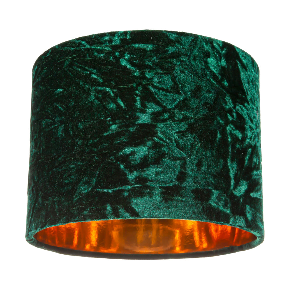 Modern Green Crushed Velvet 8" Table/Pendant Lampshade with Shiny Copper Inner Image 1