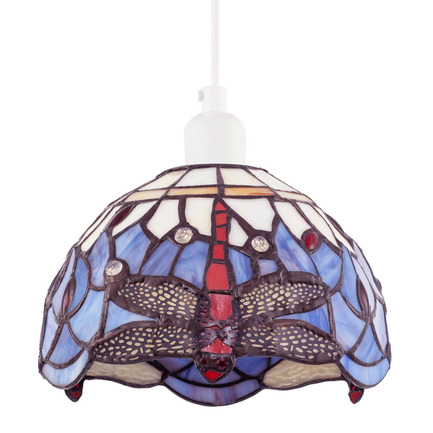 Lavender Purple Toned Stained Glass Dragonfly Tiffany Pendant Shade Image 8