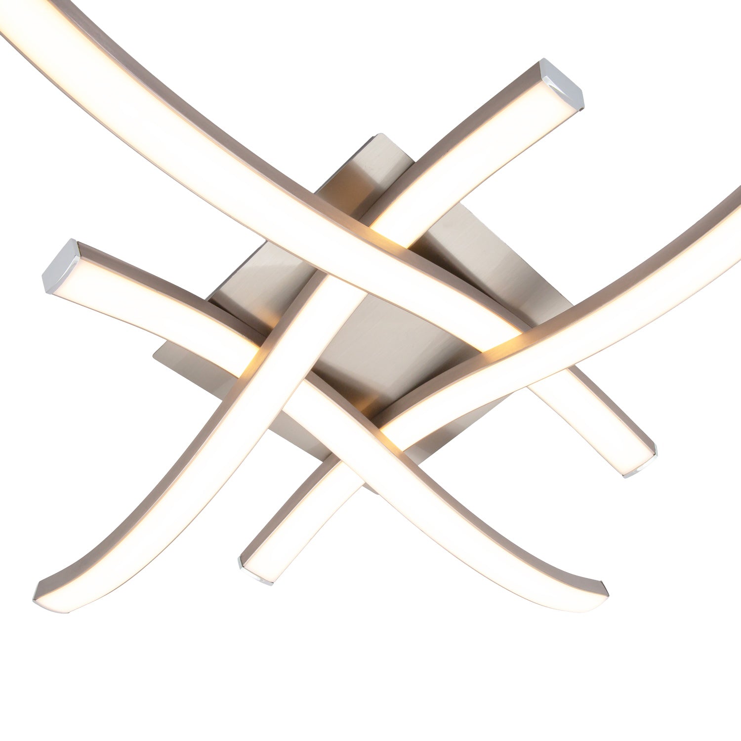 Modern LED Ceiling Lighting Fitting in Brushed Nickel with 4 Strips Image 8