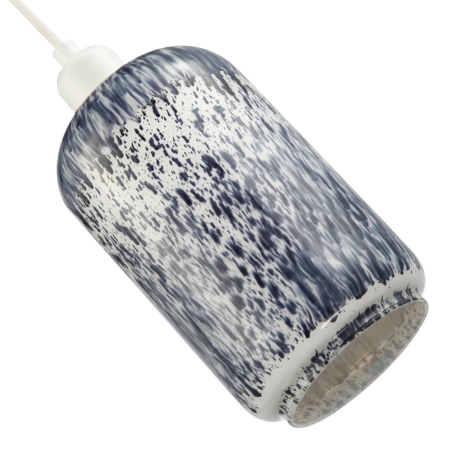 Pendant Light Shade in Dove Grey and Dusty Blue with Snowflake Marble Design Image 4