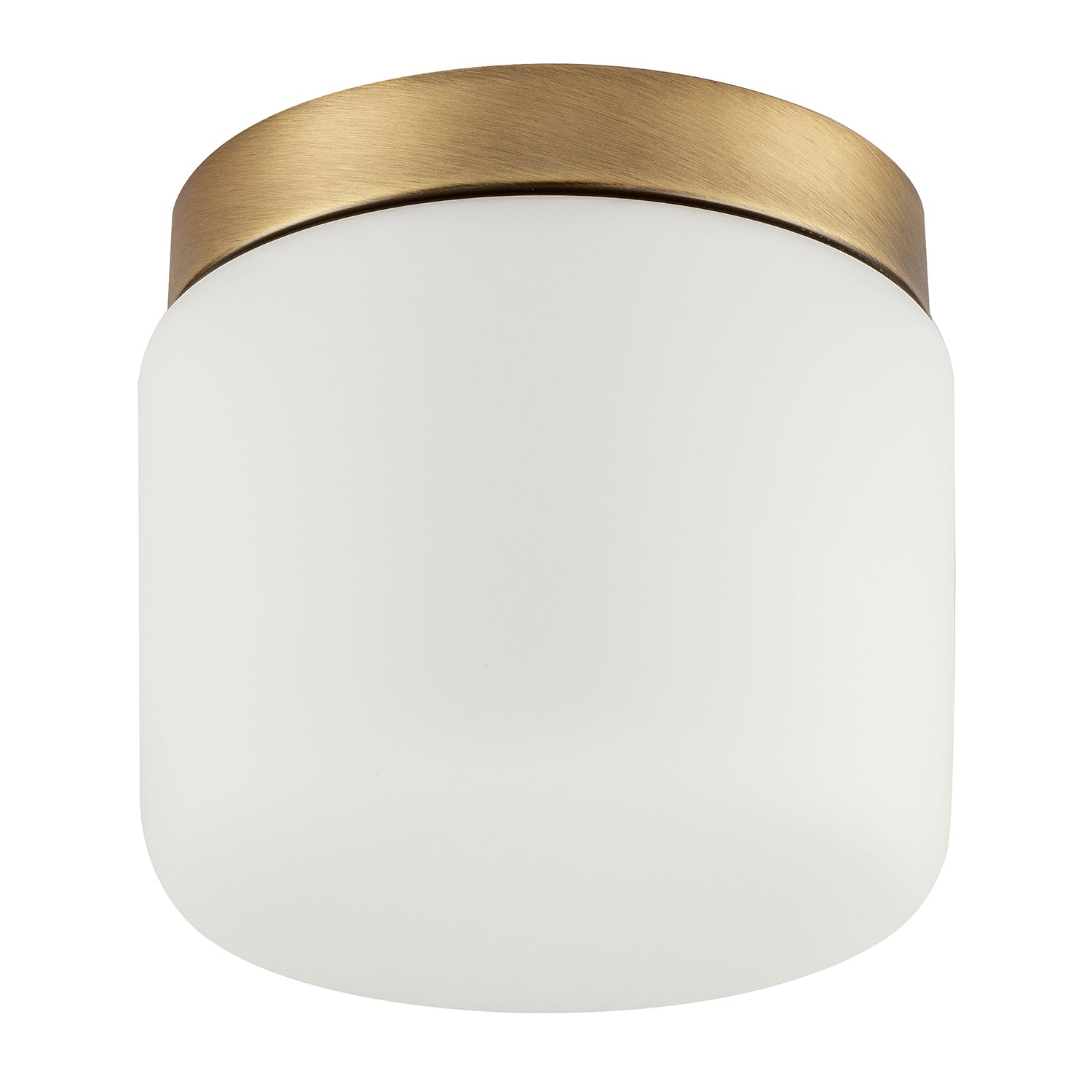Modern Bathroom LED Ceiling Light in Antique Brass with Glass Shade Image 3