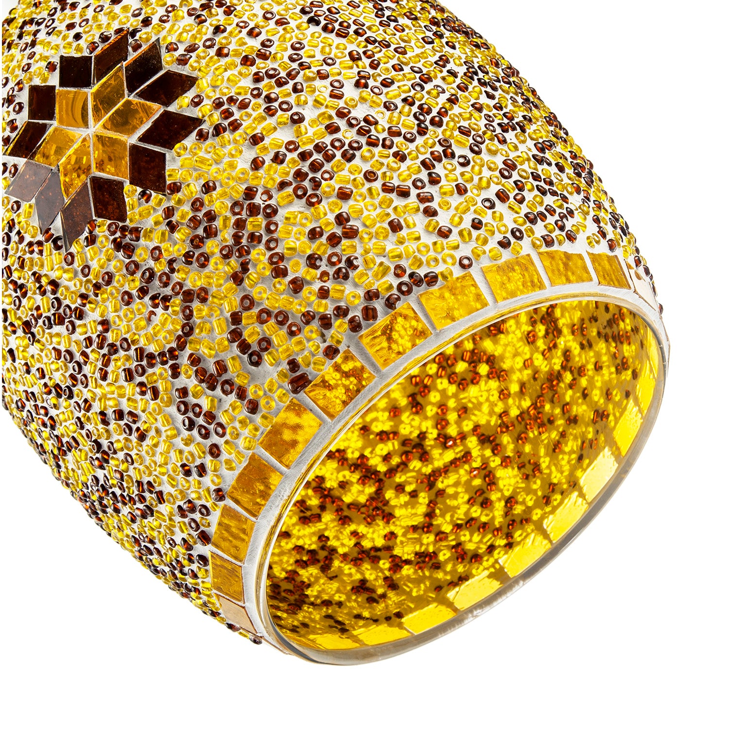 Dome Shaped Pendant Light Shade with Glass Mosaic Beaded Construction Image 5