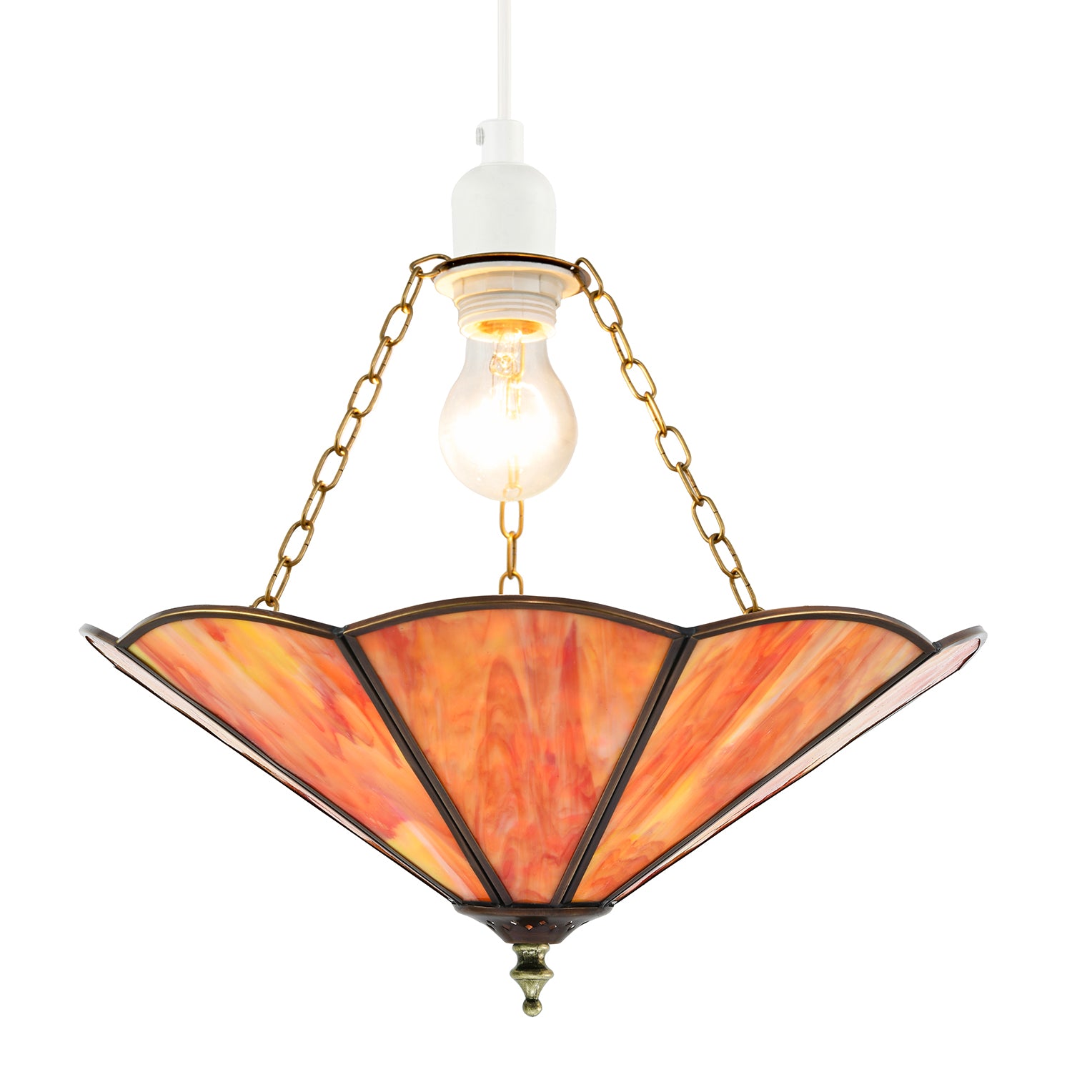 Orange Amber Chic Tiffany Glass Easy Fit Pendant Shade with Chains Image 2