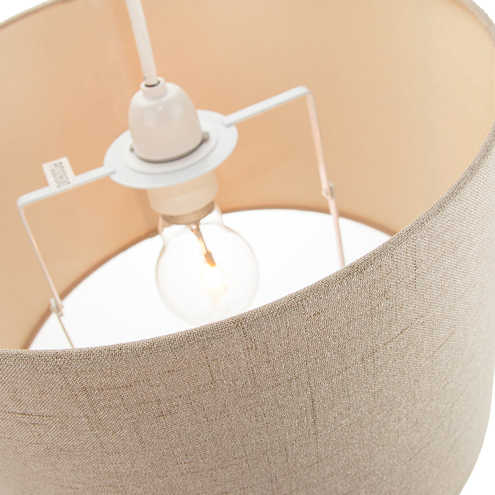 Contemporary and Sleek Taupe Textured Linen Fabric Drum Lamp Shade 60w Maximum Image 3