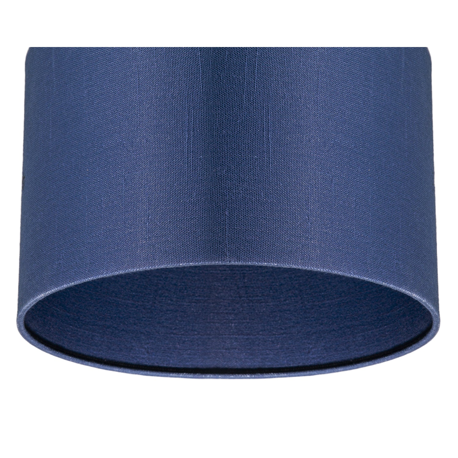 Designer Navy Peony Blue Textured Linen Fabric Circular Lamp Shade Image 5