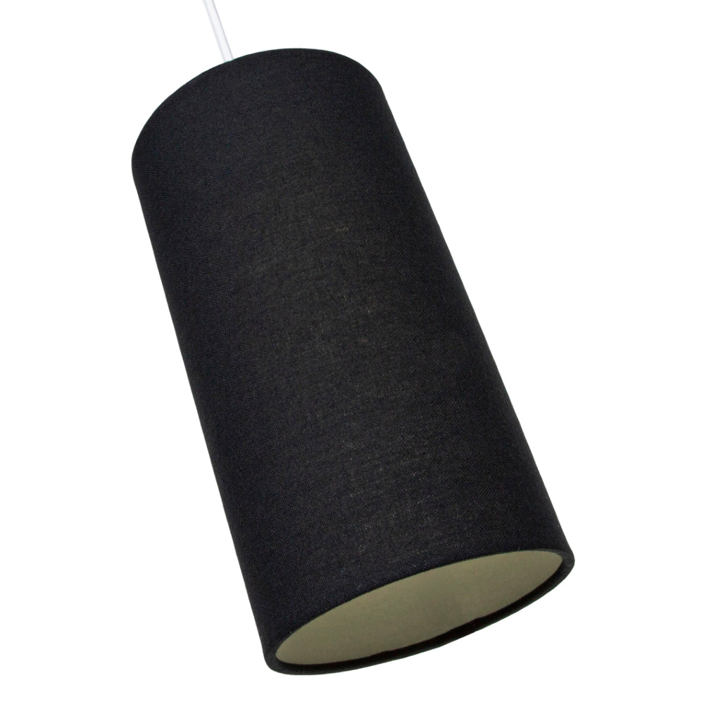 Contemporary and Stylish Jet Black Linen Fabric Tall Cylindrical 25cm Lamp Shade Image 4