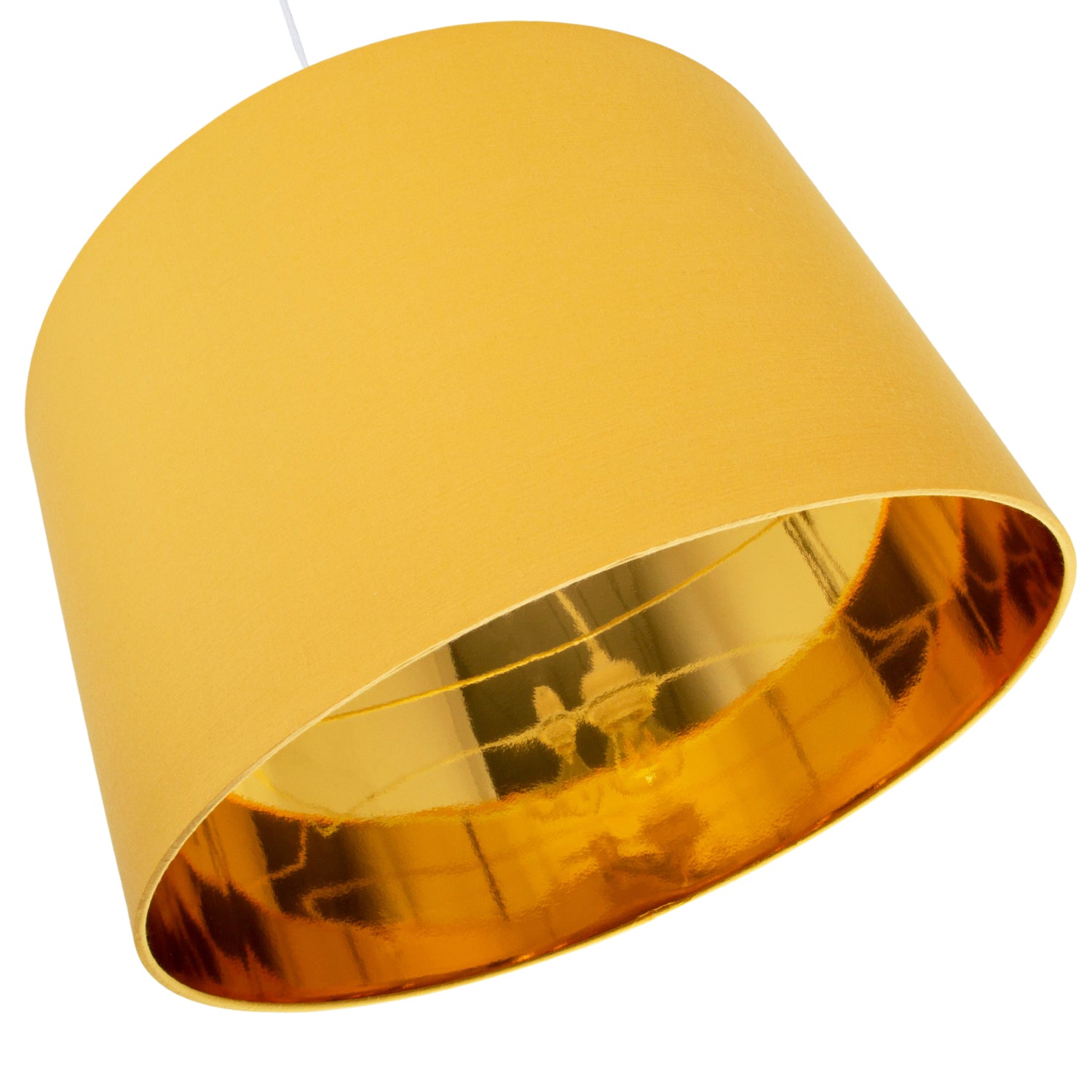 Contemporary Ochre Cotton 20" Floor/Pendant Lamp Shade with Shiny Gold Inner Image 4