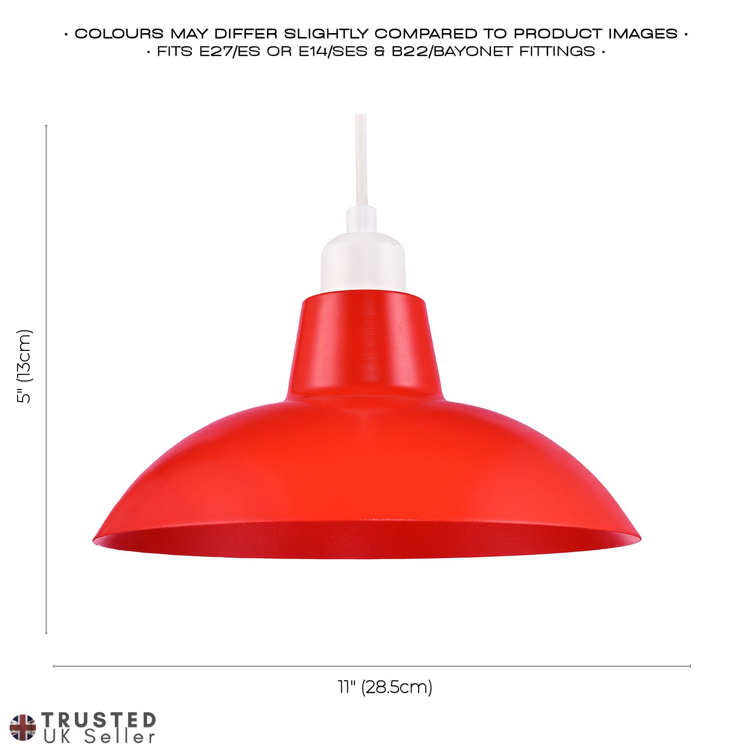 Industrial Retro Designed Matt Vibrant Red Curved Metal Ceiling Pendant Shade Image 7