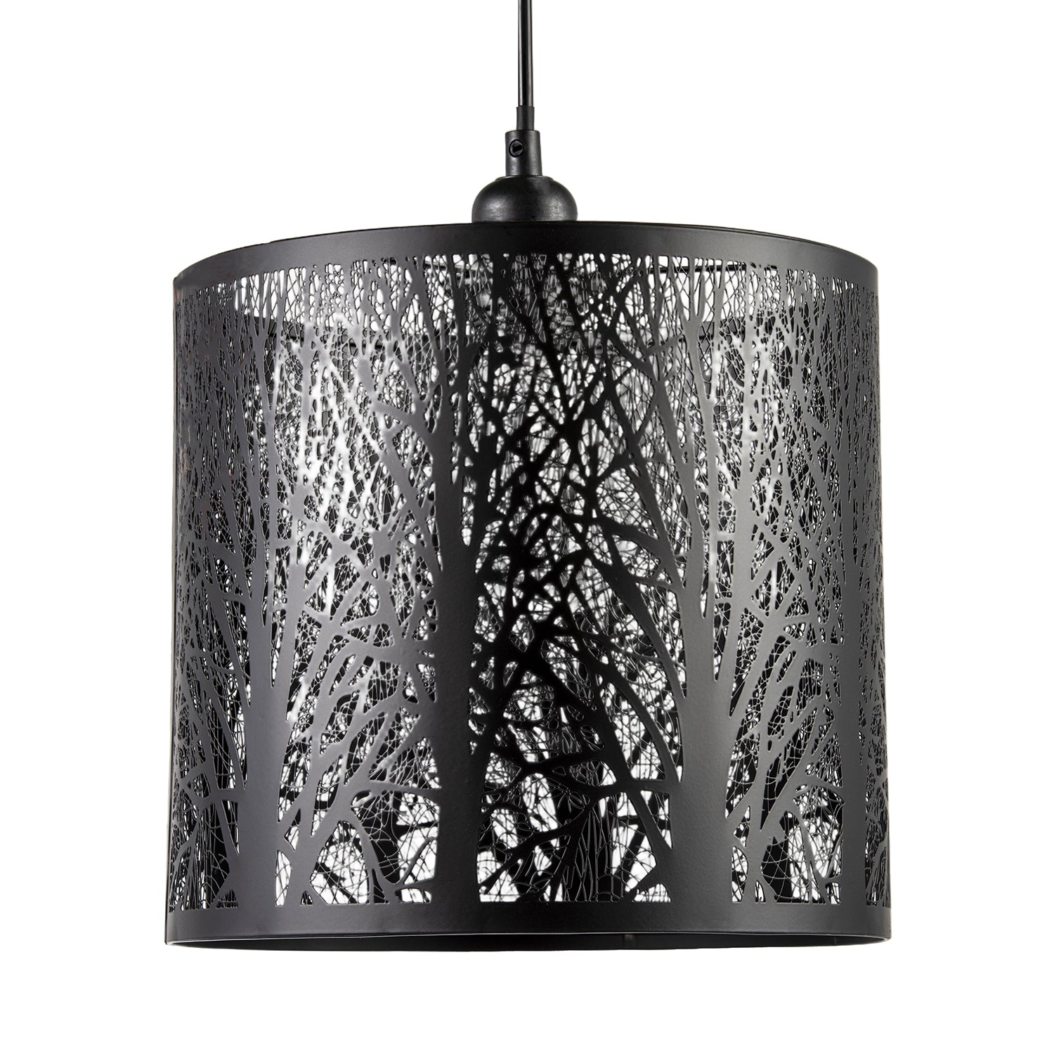 Unique and Beautiful Matte Black Metal Forest Design Pendant Shade Image 1