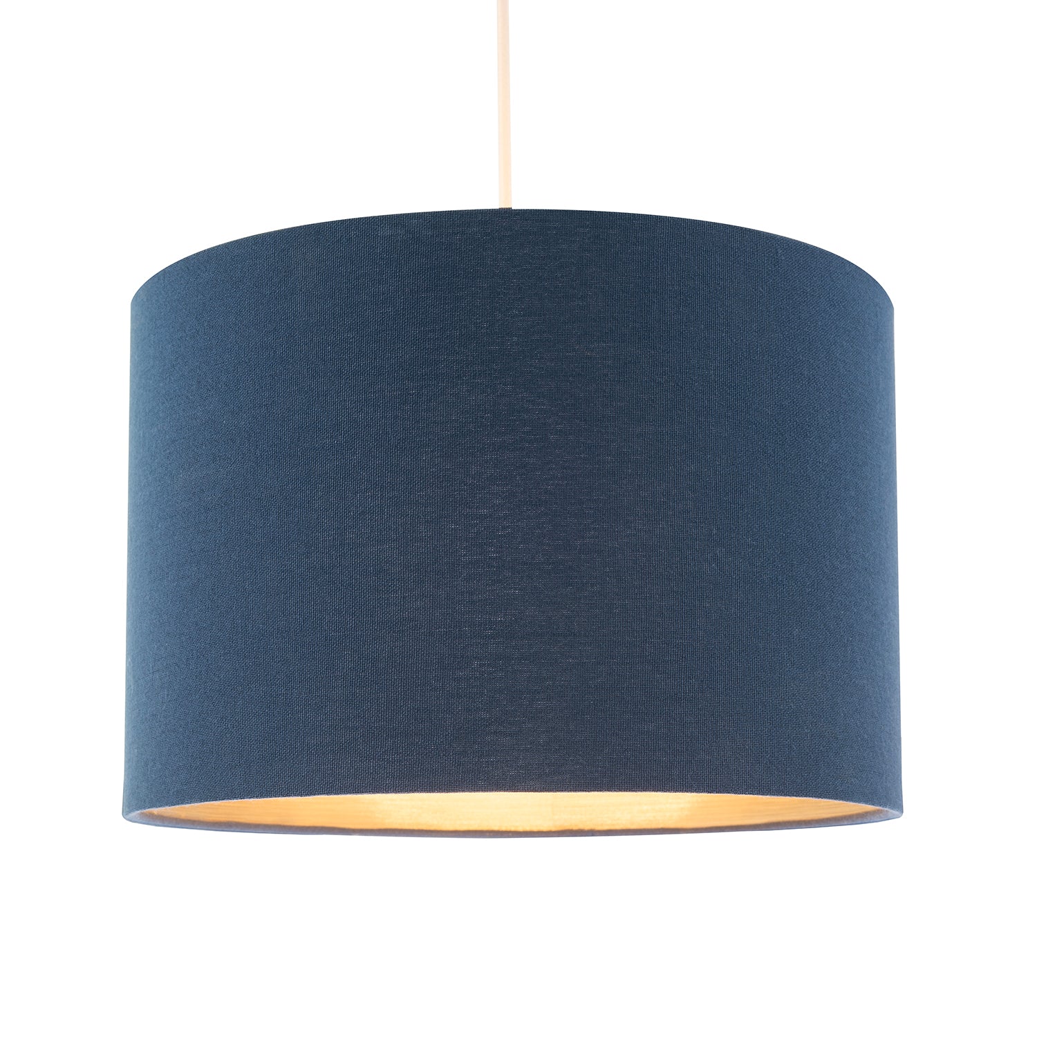 Navy Midnight Blue Lamp Shade in Linen Fabric with Gold Resin Inner Image 2
