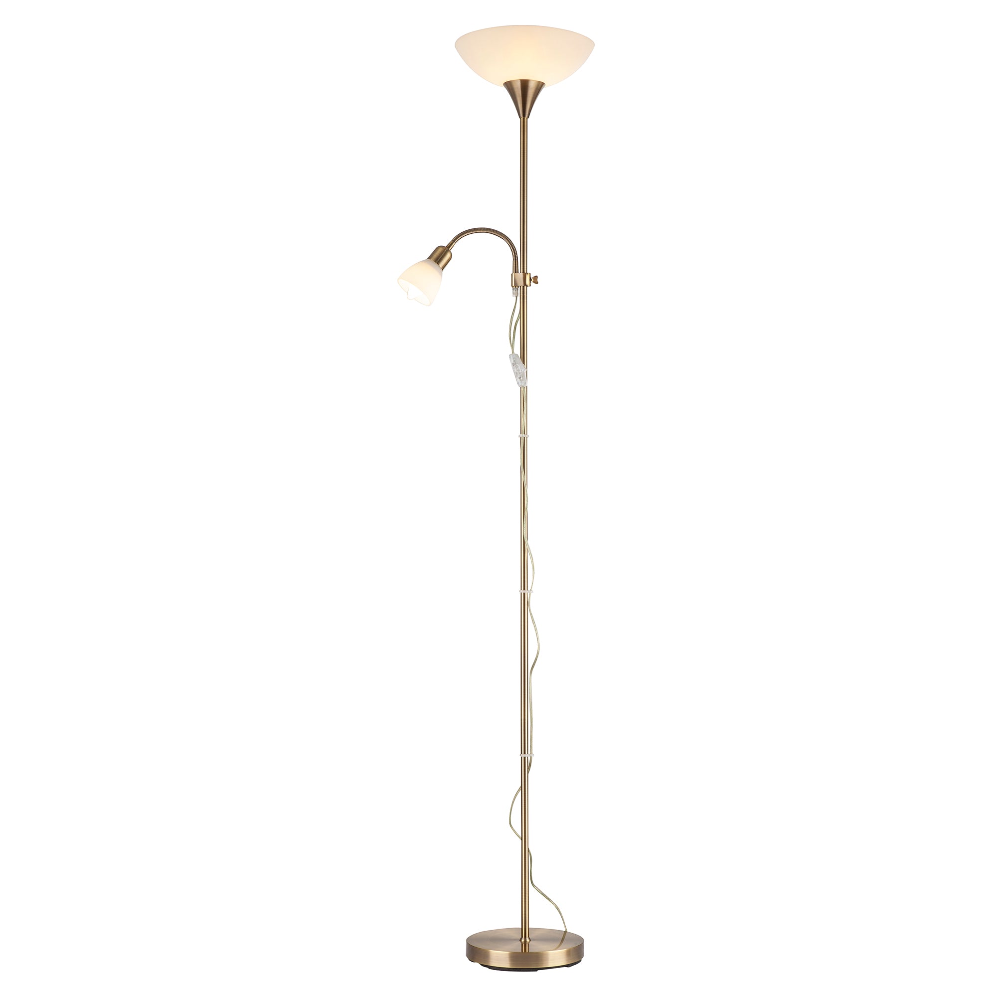 Antique Brass Mother and Child Floor Lamp with Bendy Reading Light Image 1