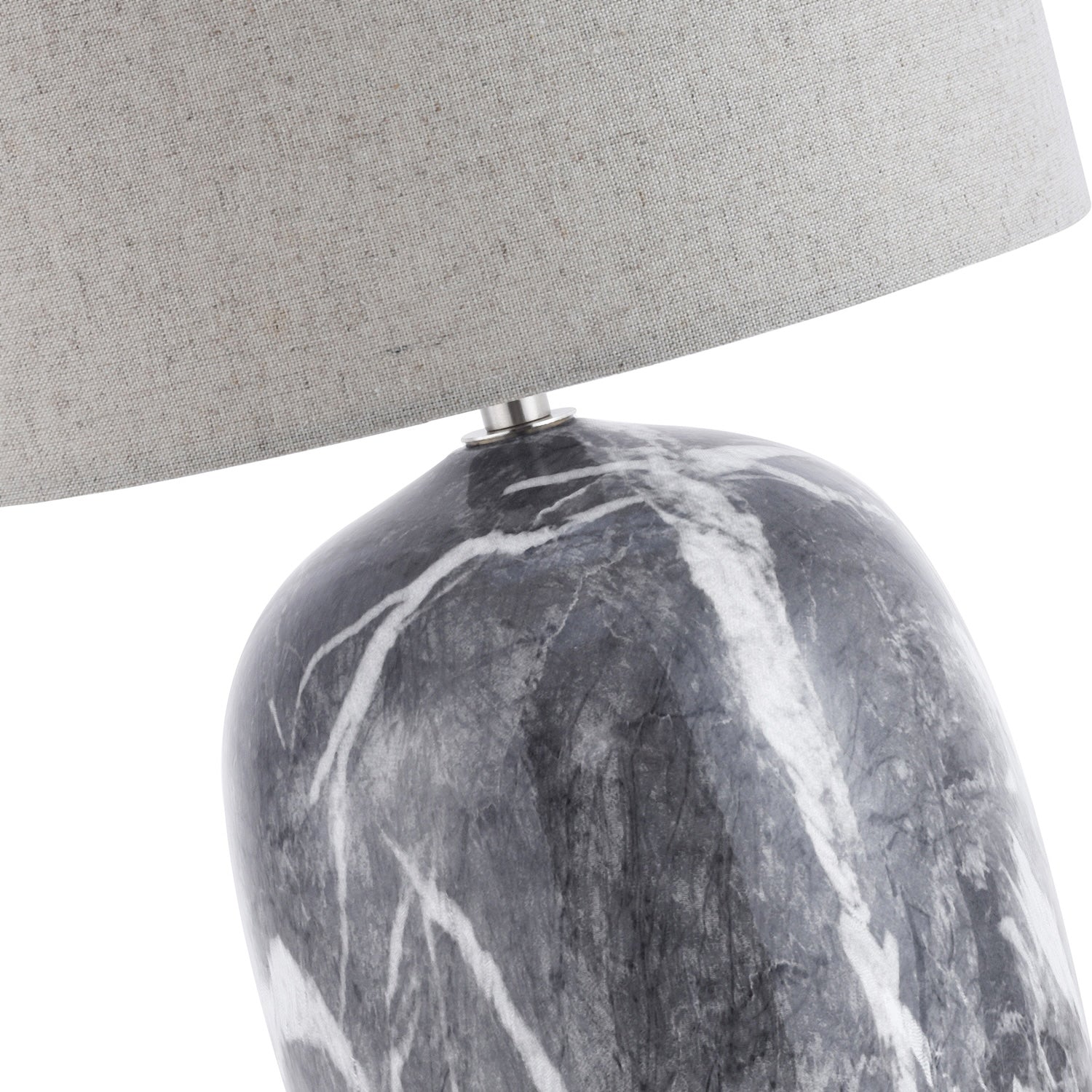 Marble Effect Ceramic Table Lamp Base with Gloss Glazing and Satin Nickel Trim Image 5