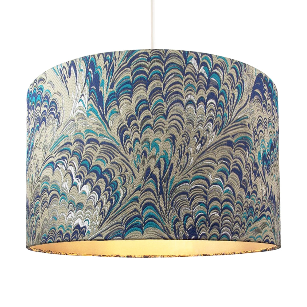 Contemporary and Vivid Peacock Print 35cm Table/Pendant Lampshade in Soft Cotton Image 2