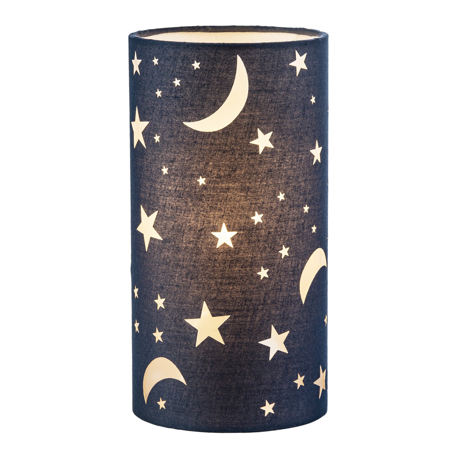 Modern Stars and Moons Children/Kids Midnight Blue Cotton Table Lamp Image 1