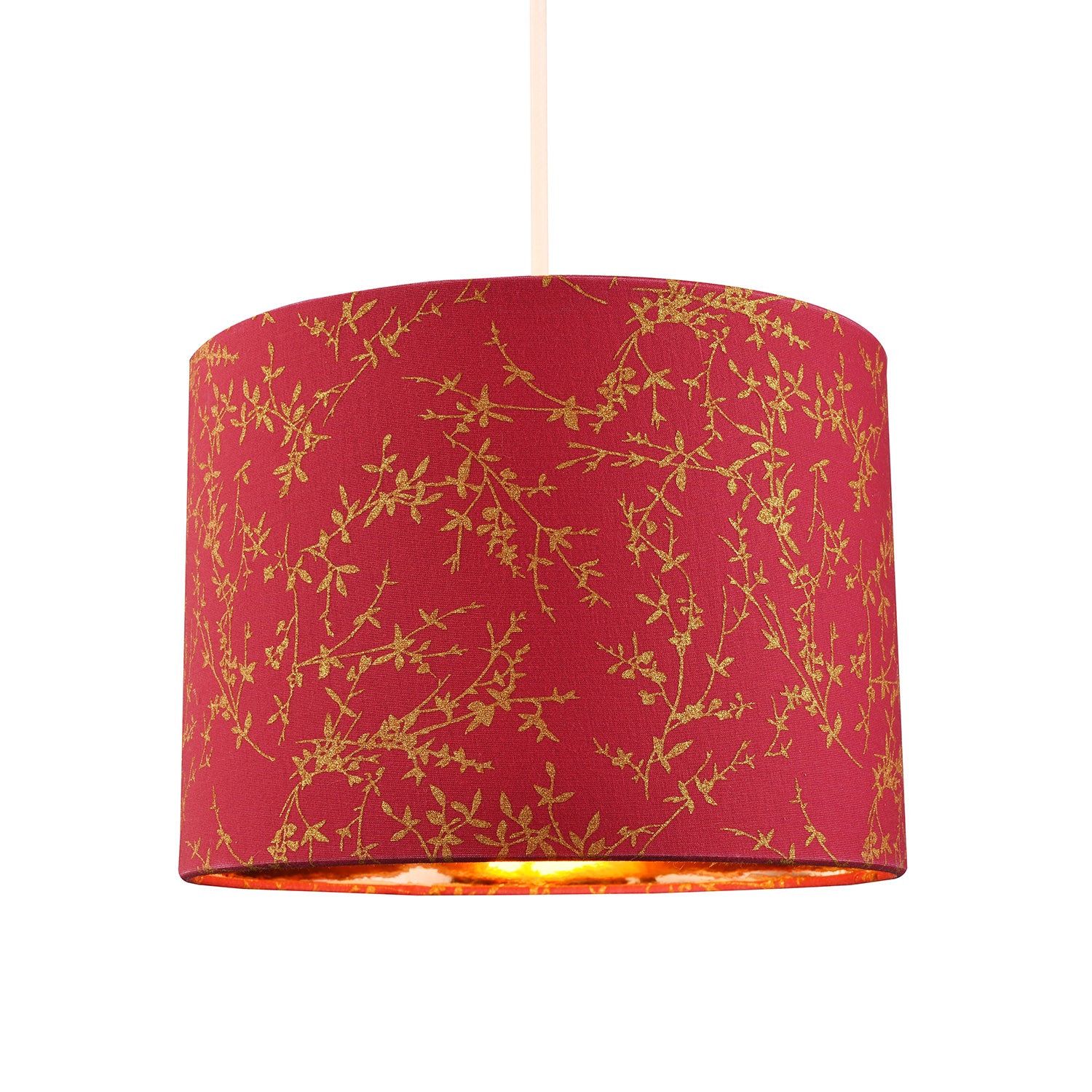 Modern Burgundy Cotton Fabric 10" Lamp Shade with Copper Foil Floral Decoration Image 2